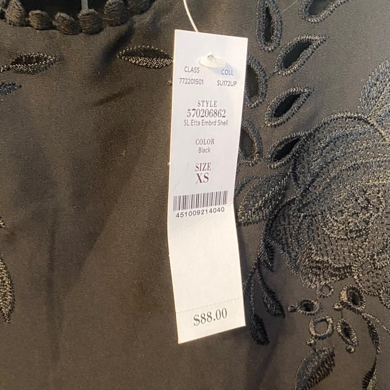 Other WHBM Black Sleeveless Embroidered Blouse XS Size XS / US 0-2 / IT 36-38 - 7 Thumbnail