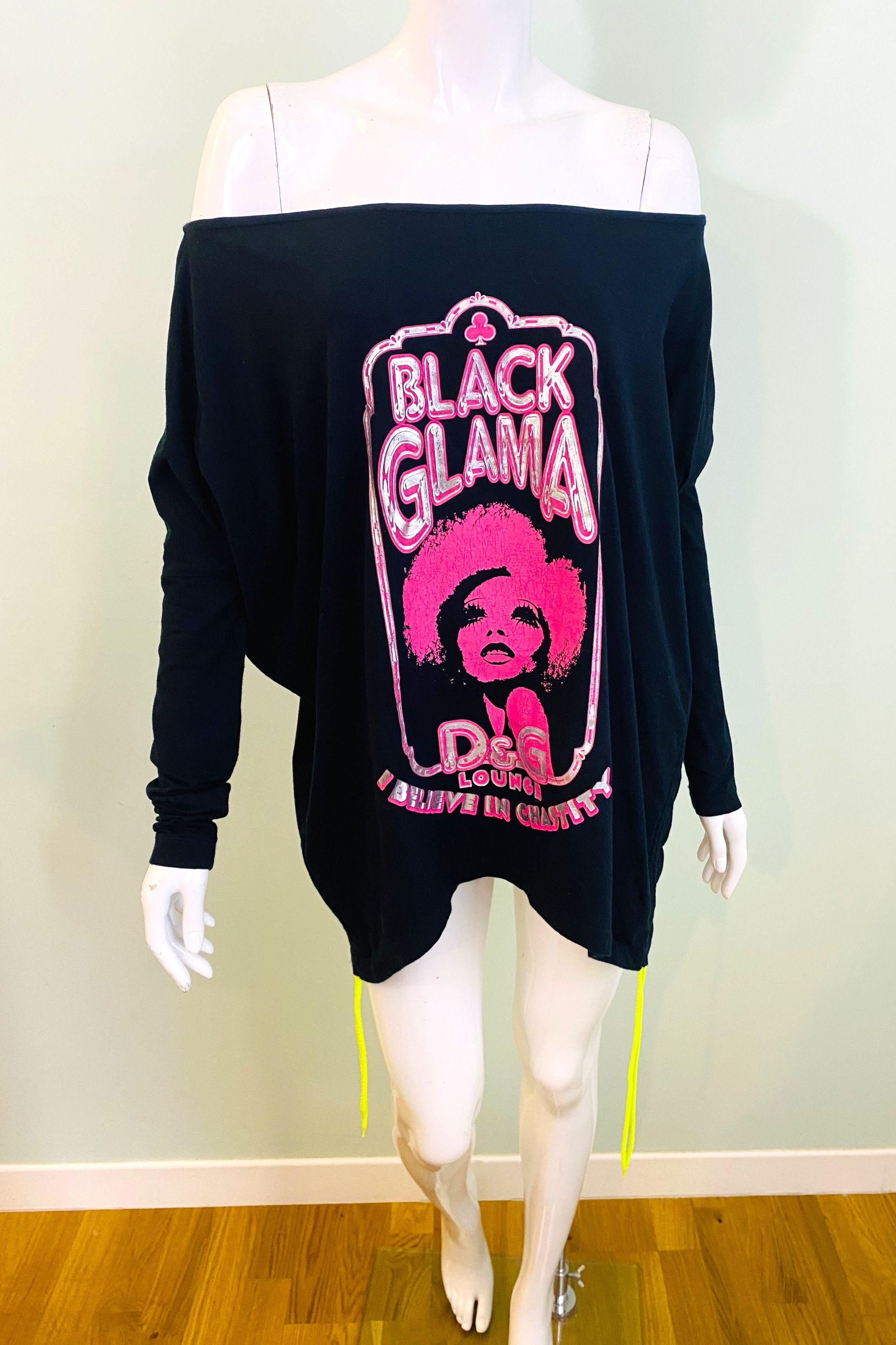 Dolce & Gabbana Dolce & Gabbana Black Glama Neon Graphic Top Dress Size M / US 6-8 / IT 42-44 - 7 Thumbnail