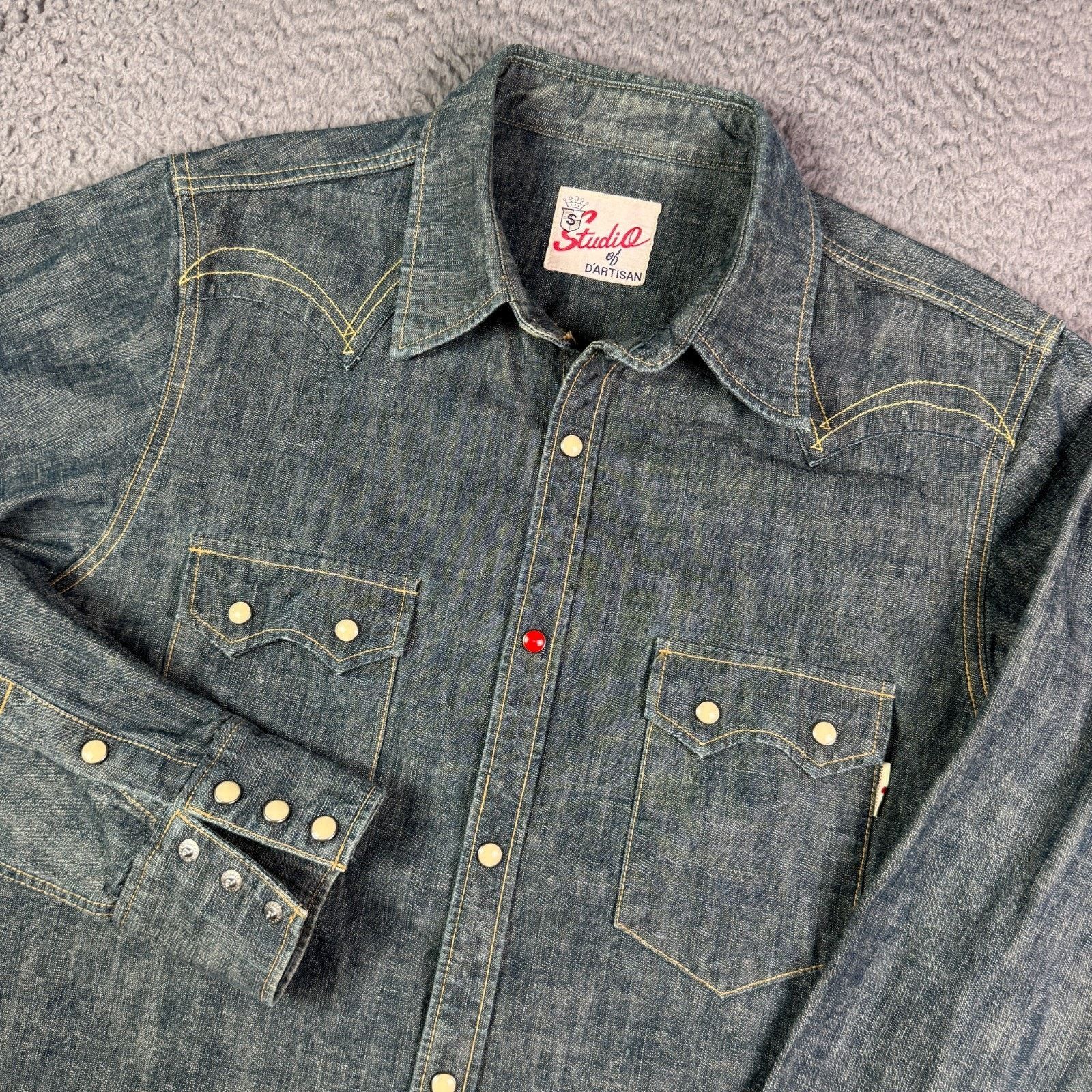 Studio D'Artisan Studio D’artisan Sawtooth Western Shirt L Denim Pearl Snap Size US L / EU 52-54 / 3 - 1 Thumbnail