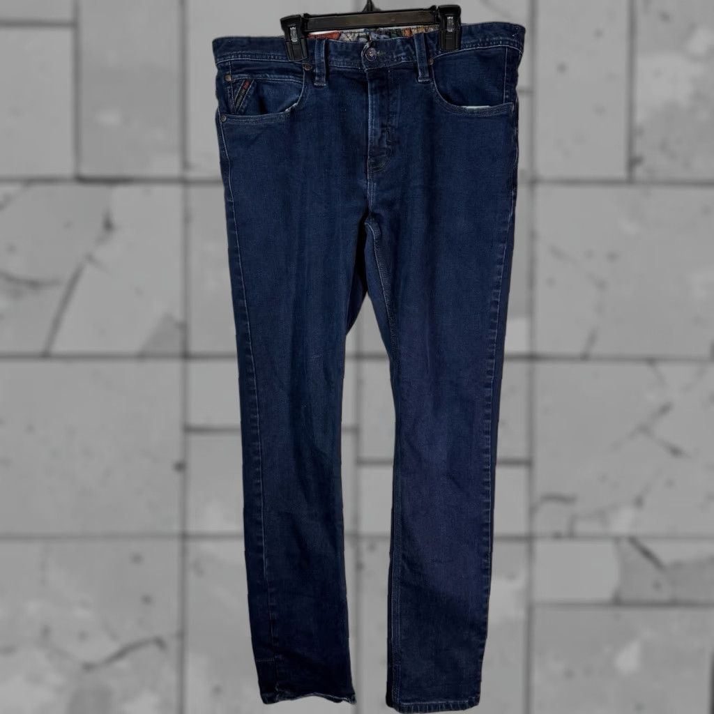 Vintage Meridian Line Jeans Slim Dark Blue Organic Cotton Blend Mens 33x31 Slimming Straight Jeans Mens Size US 33 - 1 Thumbnail