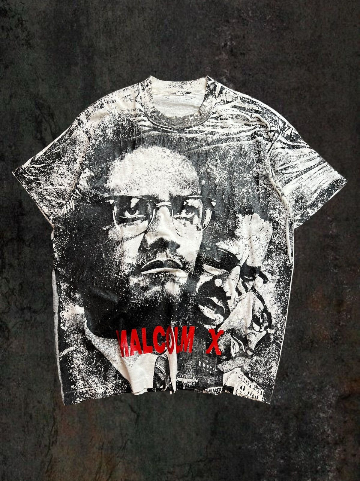 image of Made In USA x Malcolm X Vintage 90’S Malcolm X All Over Print T-Shirt in White, Men's (Size XL)