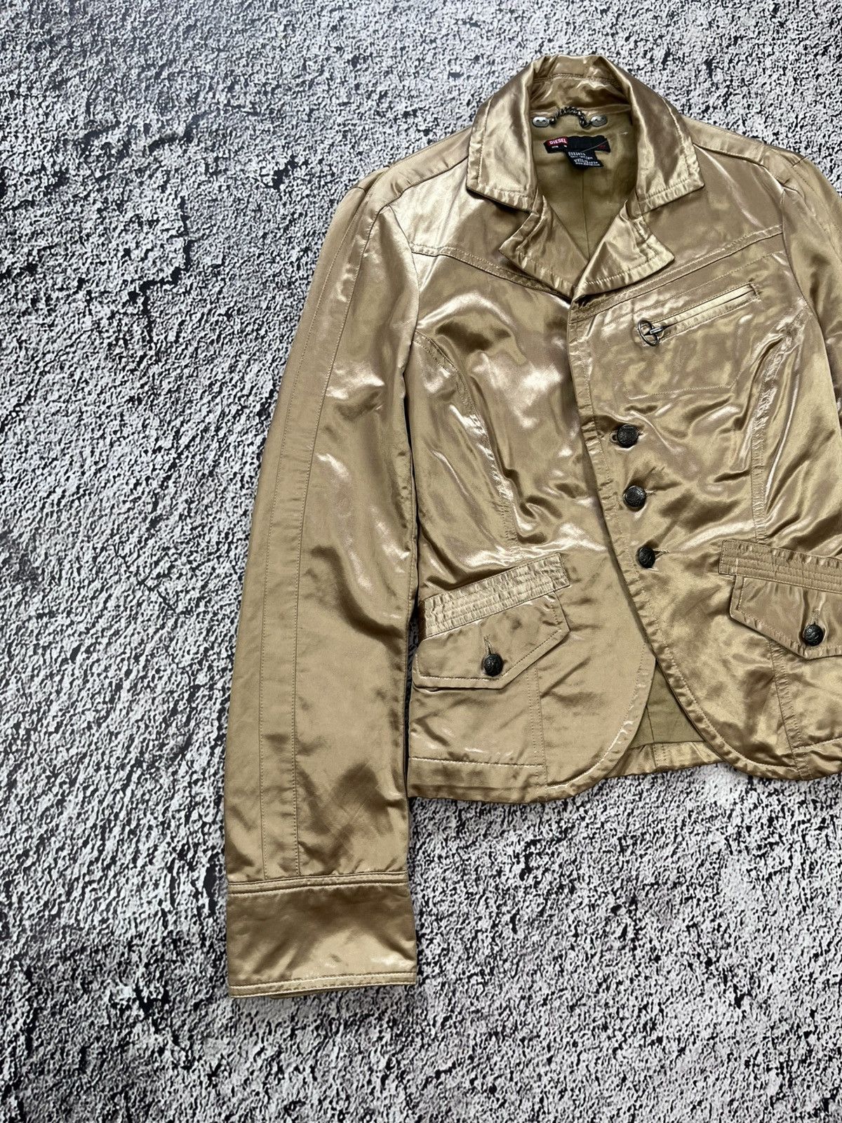 Diesel VINTAGE Y2K GOLD EMBROIDERED PAIR LOGO BLAZER JACKET Size M / US 6-8 / IT 42-44 - 2 Thumbnail