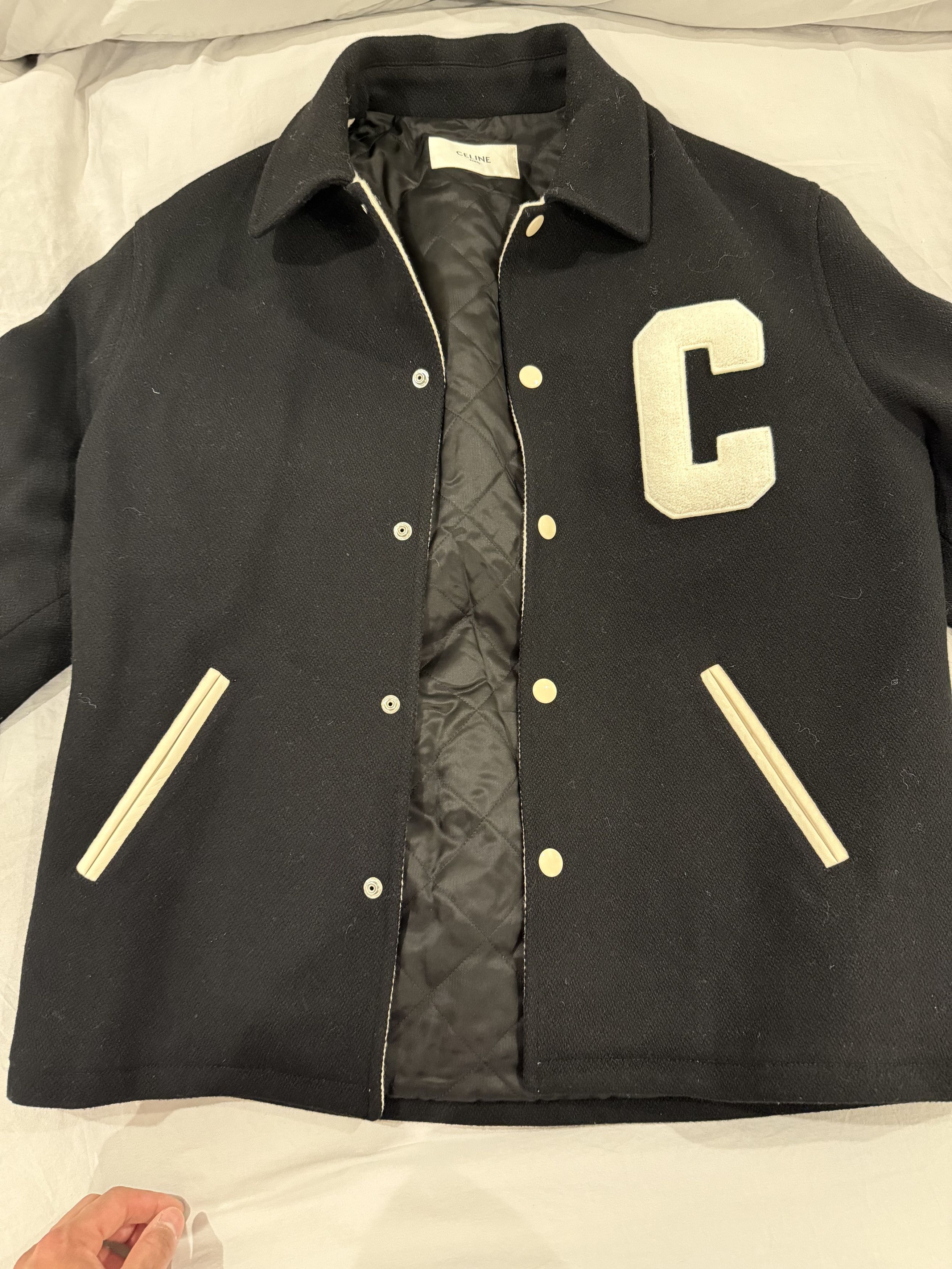 Celine Celine baseball teddy jacket in textured wool Size US S / EU 44-46 / 1 - 1 Thumbnail