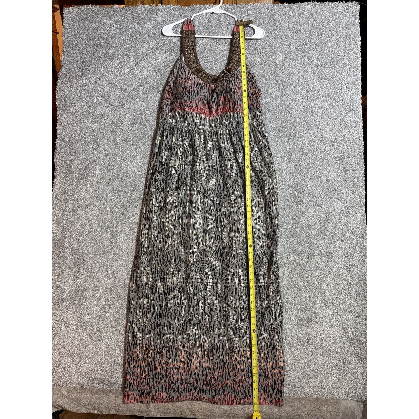 Other Beaded Halter Maxi Dress M Boho Tribal Festival Ethereal Size M / US 6-8 / IT 42-44 - 2 Thumbnail