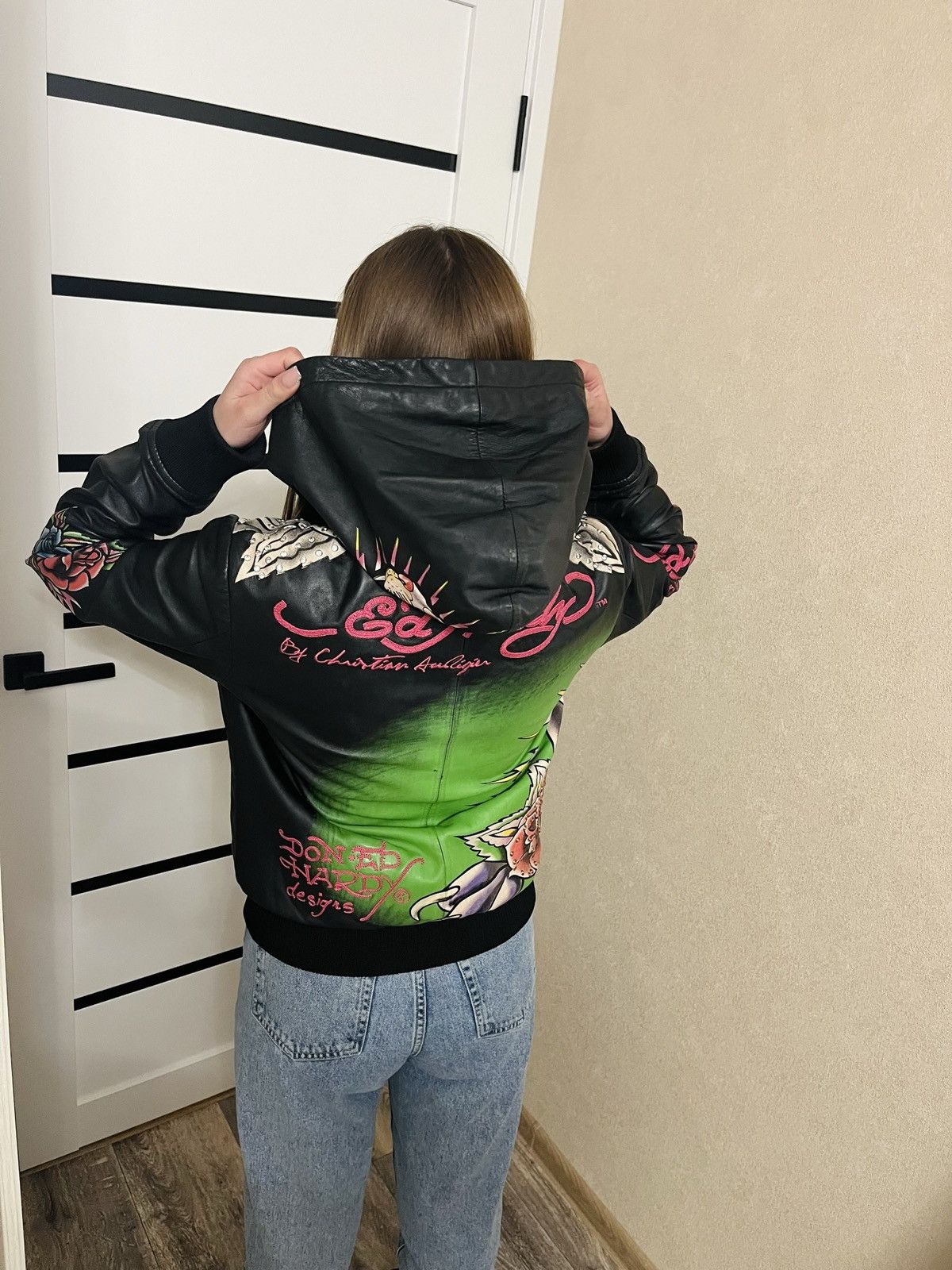 Ed Hardy Ed Hardy by Christian Audigier genuine leather hooded jacket Size S / US 4 / IT 40 - 2 Thumbnail