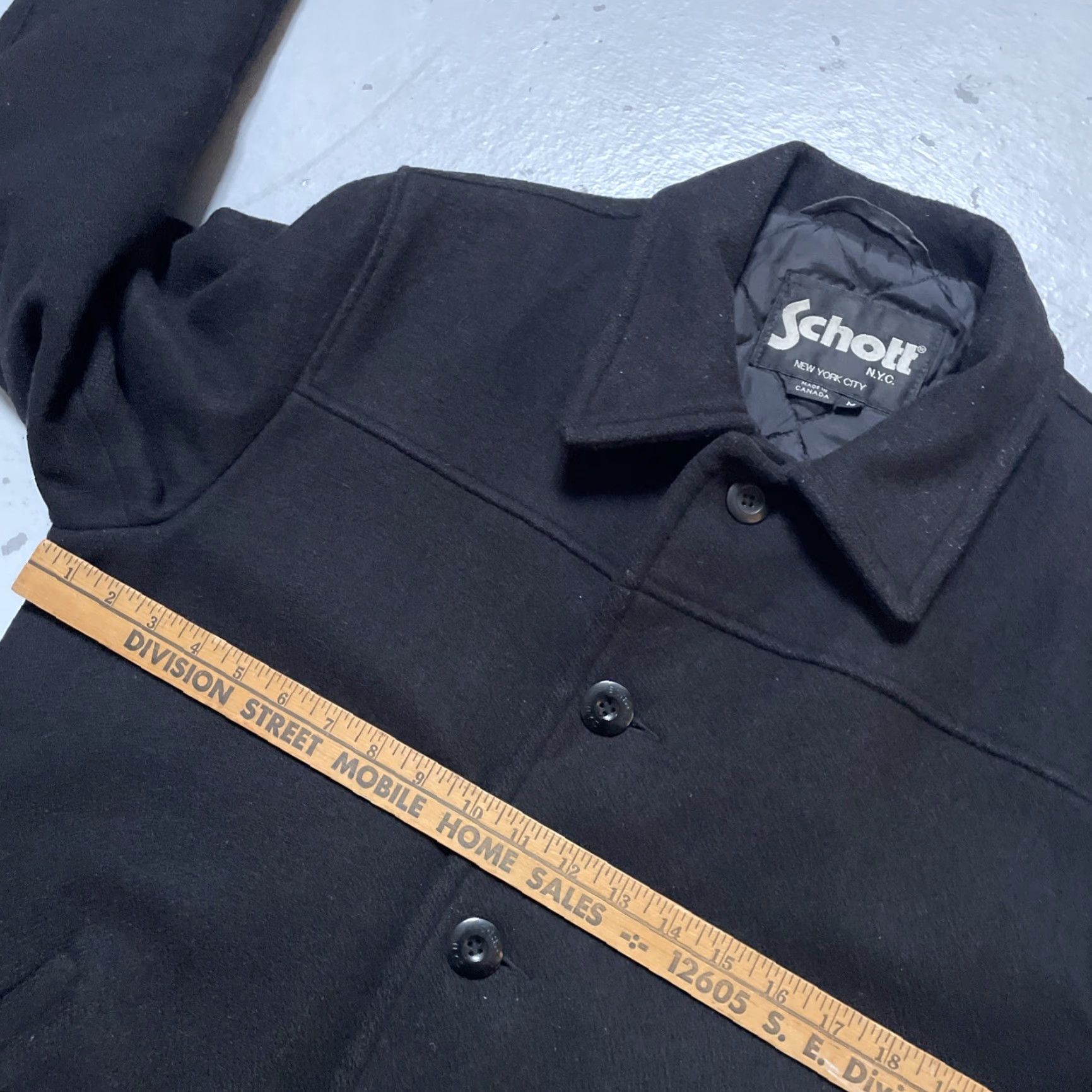 Schott Schott Wool Car Club Long Coat Workwear Quilted Vintage Lined Made Canada M Black Unisex Adults Regular Size M Jacket/Coat Long Women/Mens? Size US M / EU 48-50 / 2 - 4 Thumbnail