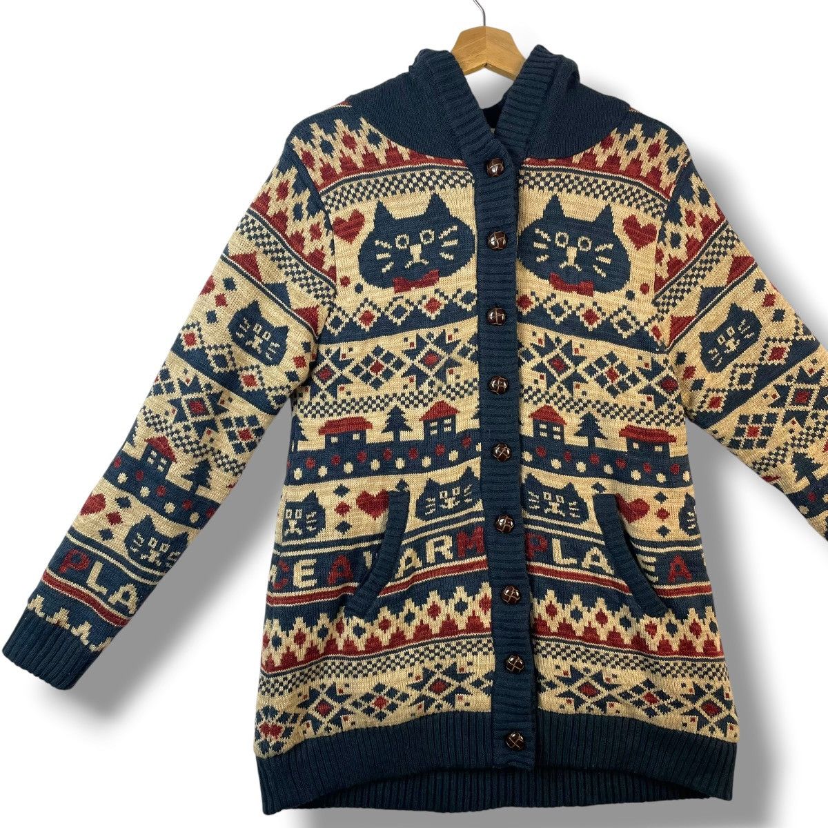 Ne-Net 🇯🇵 ROUGH NATURAL FULL PRINT BUTTON UP KNITTED JACKET Size M / US 6-8 / IT 42-44 - 4 Thumbnail
