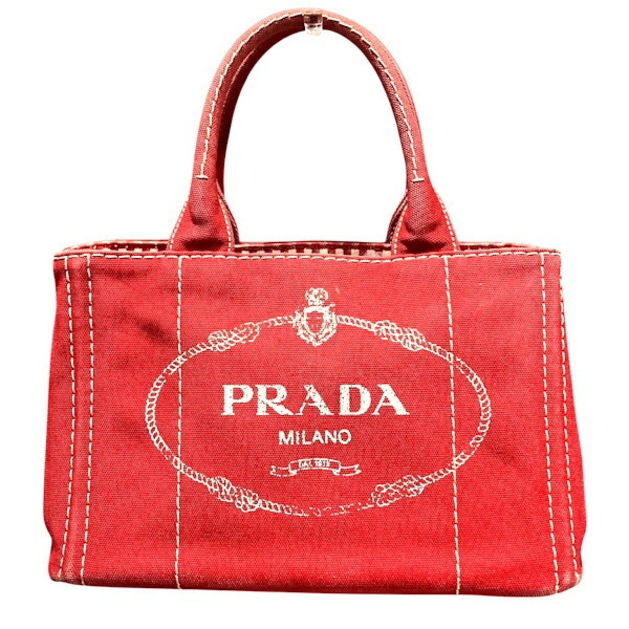 Prada Prada Canapa 1BG439 Red Handbag Tote Bag for Women Size ONE SIZE - 1 Thumbnail