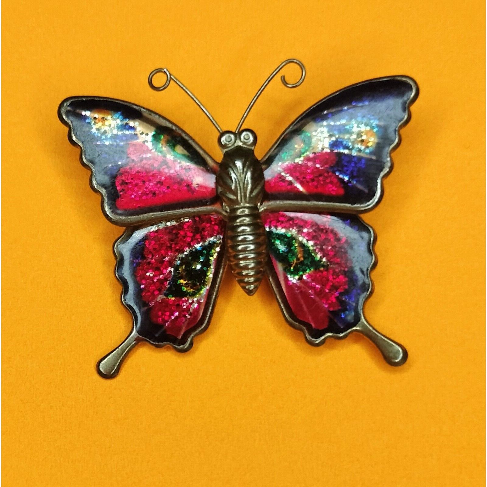 Other Colorful Enameled Butterfly Pin Gold Tone Jewelry Brooch Gli Size ONE SIZE - 3 Thumbnail