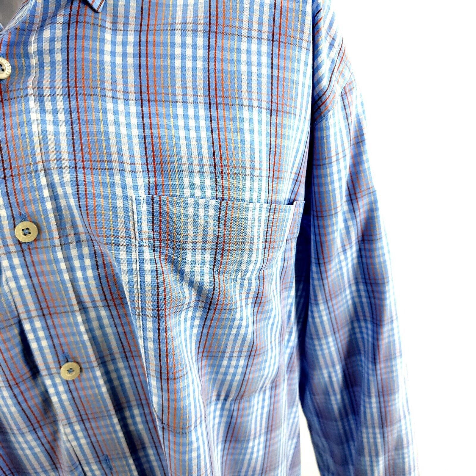 Alan Flusser Alan Flusser Large Blue Multi Colored Plaid Cotton Front Poc Size US L / EU 52-54 / 3 - 3 Thumbnail