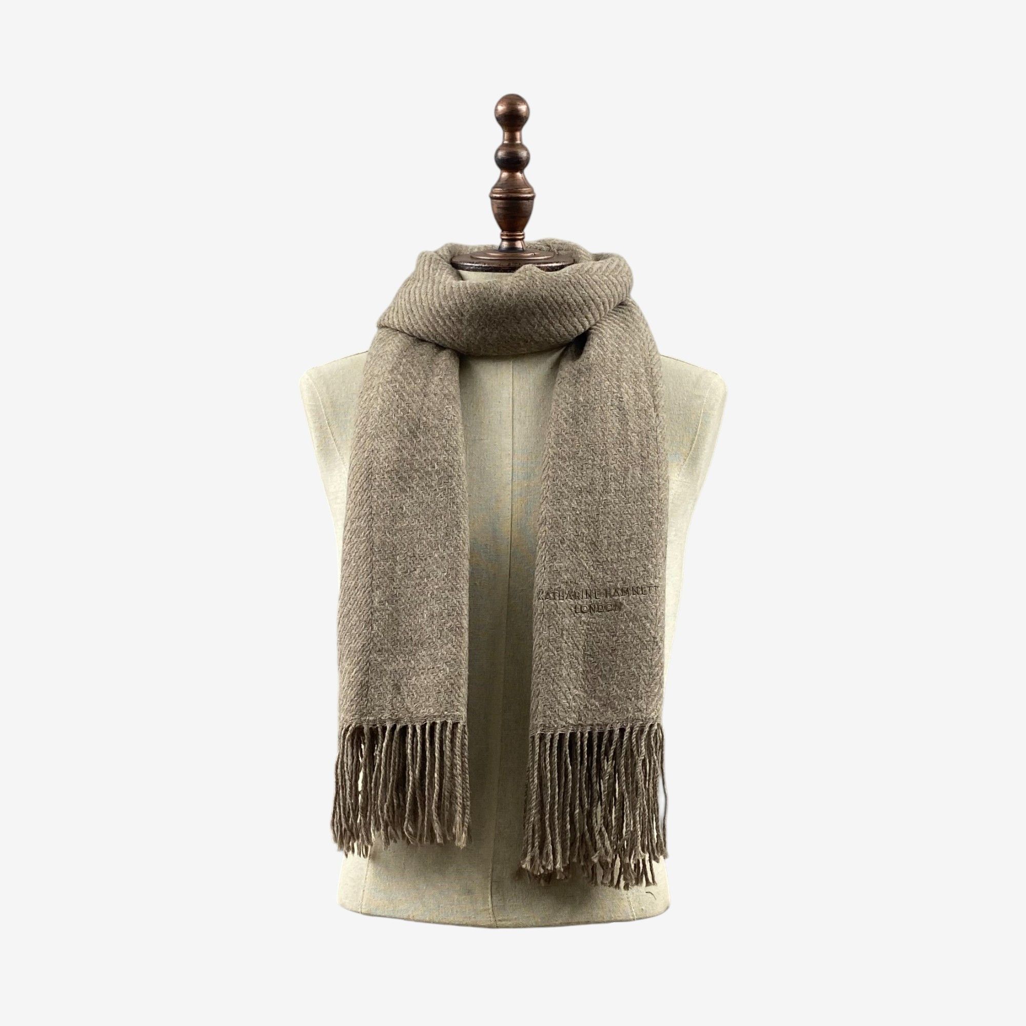 Katharine Hamnett London Vintage Katherine Hamnett Scarf Muffler Fringe Wool Scarves Size ONE SIZE - 1 Thumbnail