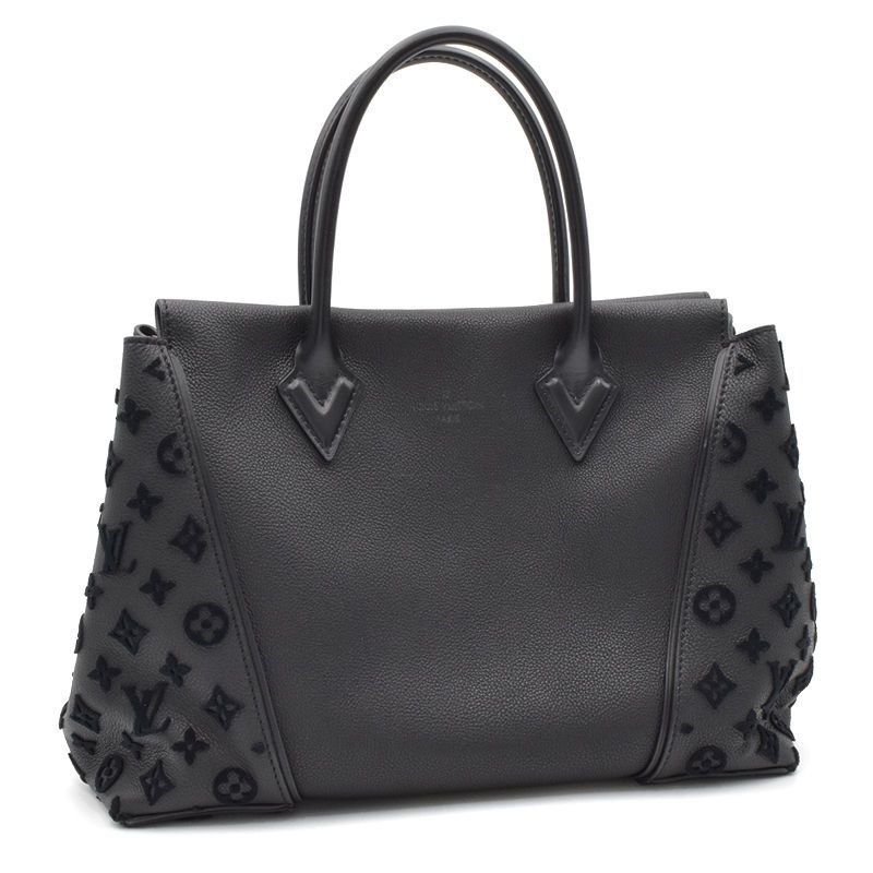 image of Louis Vuitton Tote W Pm Monogram Taffetage Noir Calf Leather Vaux Casimir Bag Black, Women's