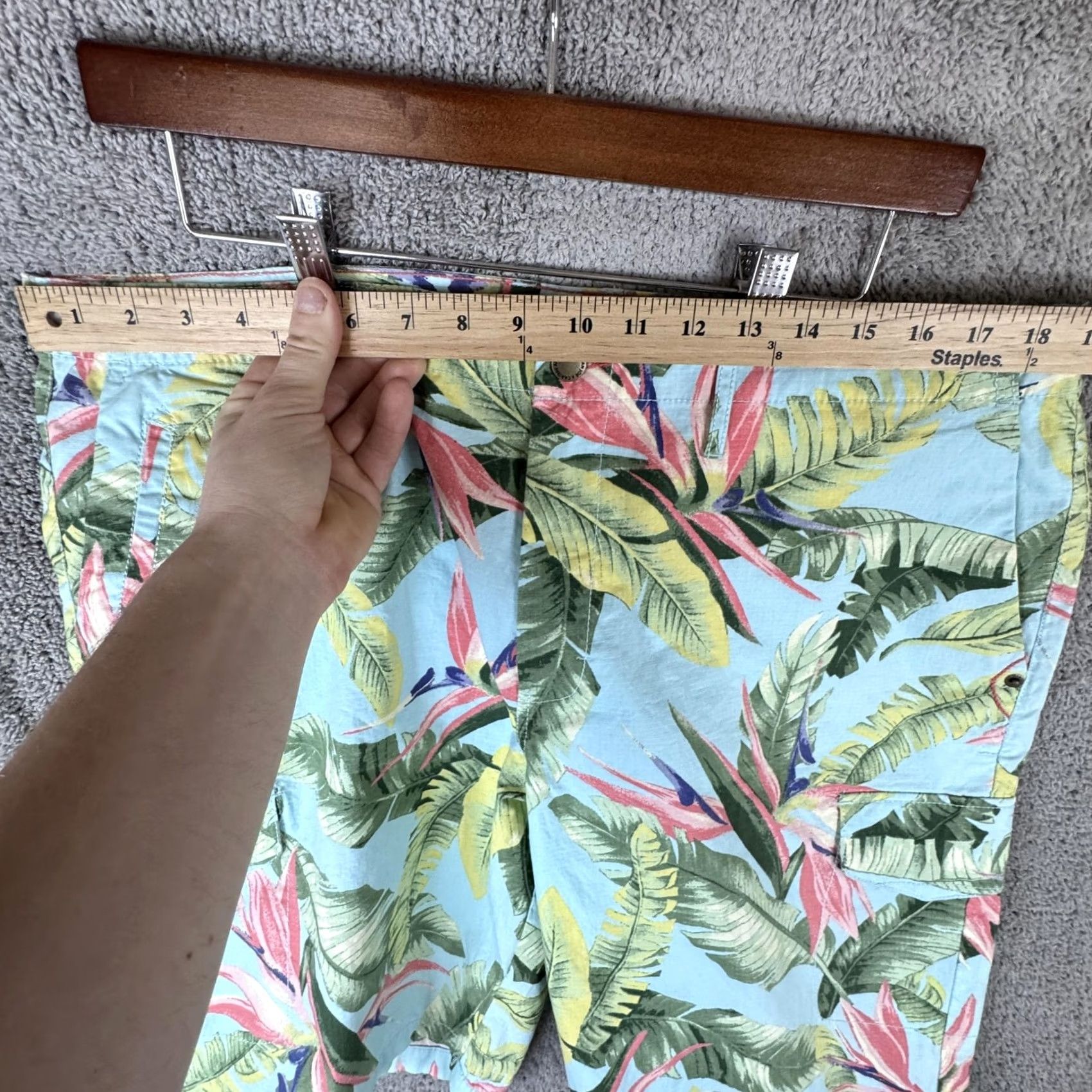 Vintage Caribbean Joe Cargo Shorts Mens 38 Tropical Floral Stretch Pockets Beach Summer Size US 38 / EU 54 - 7 Thumbnail