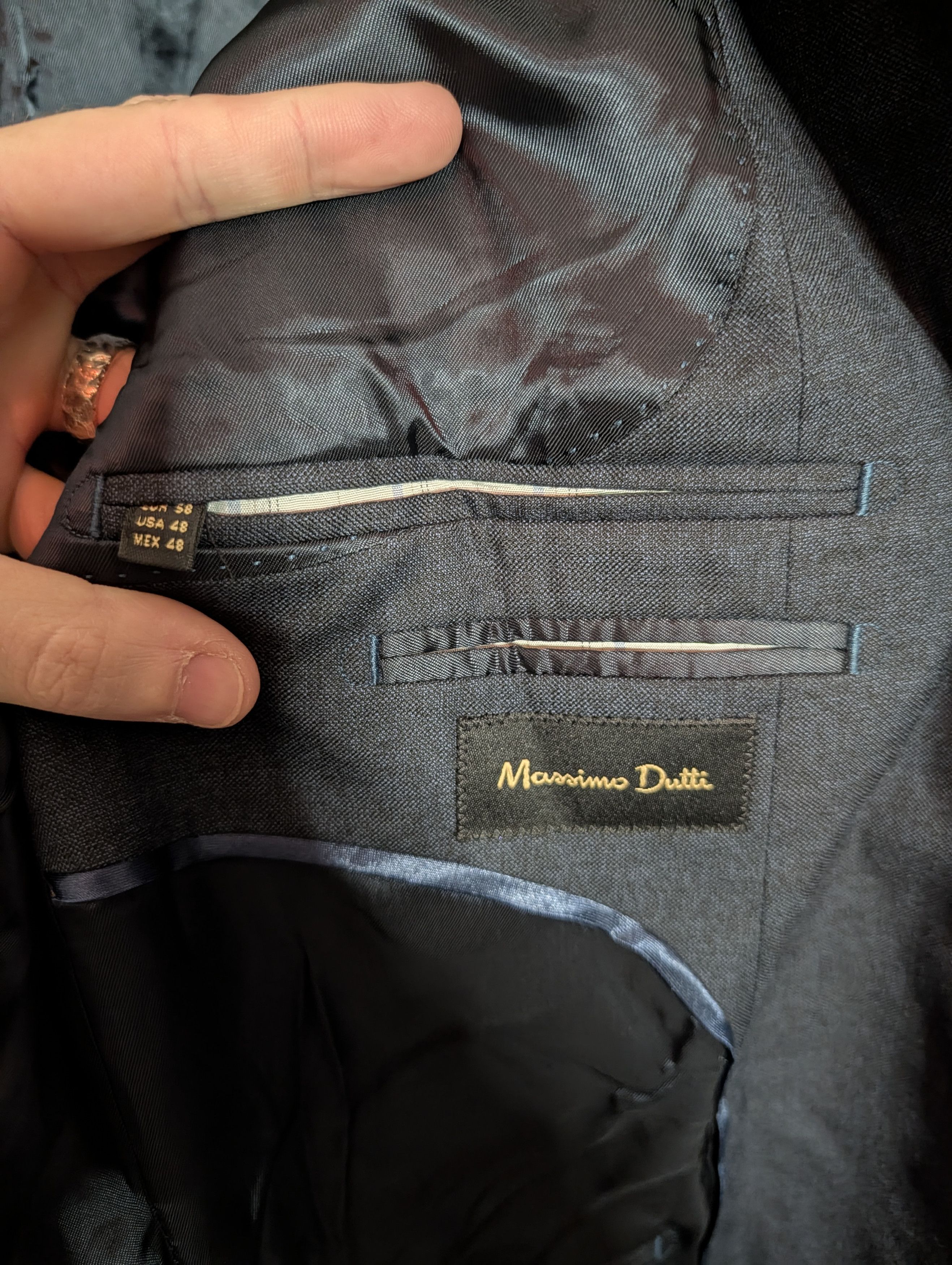 Massimo Dutti Pure Italian Super 130s wool NWT blue jacket blazer Size 46R - 12 Thumbnail