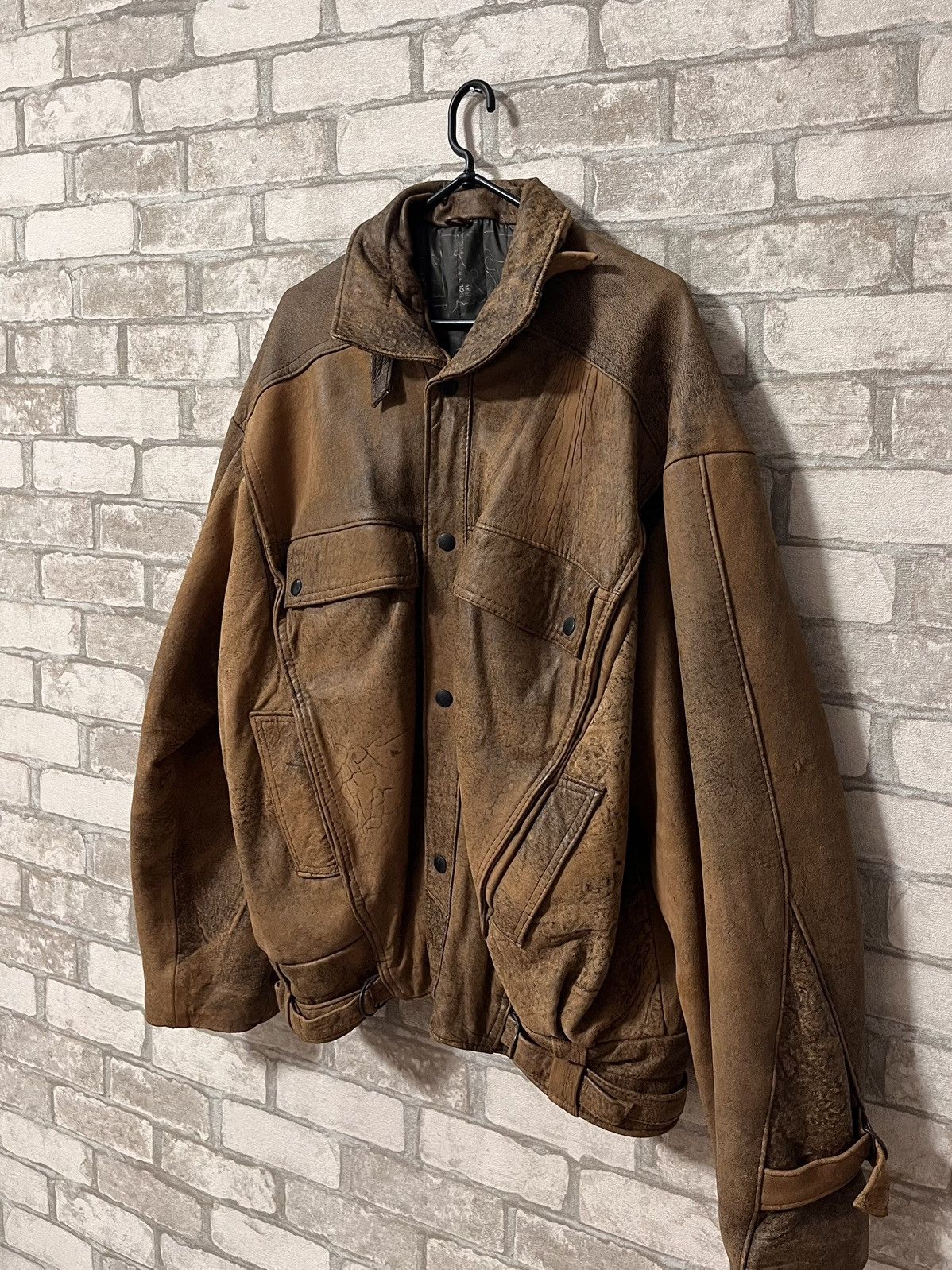 Genuine Leather × Vintage 🔥Vintage 90s Avantgarde Genuine Leather Jacket Size US XL / EU 56 / 4 - 10 Thumbnail
