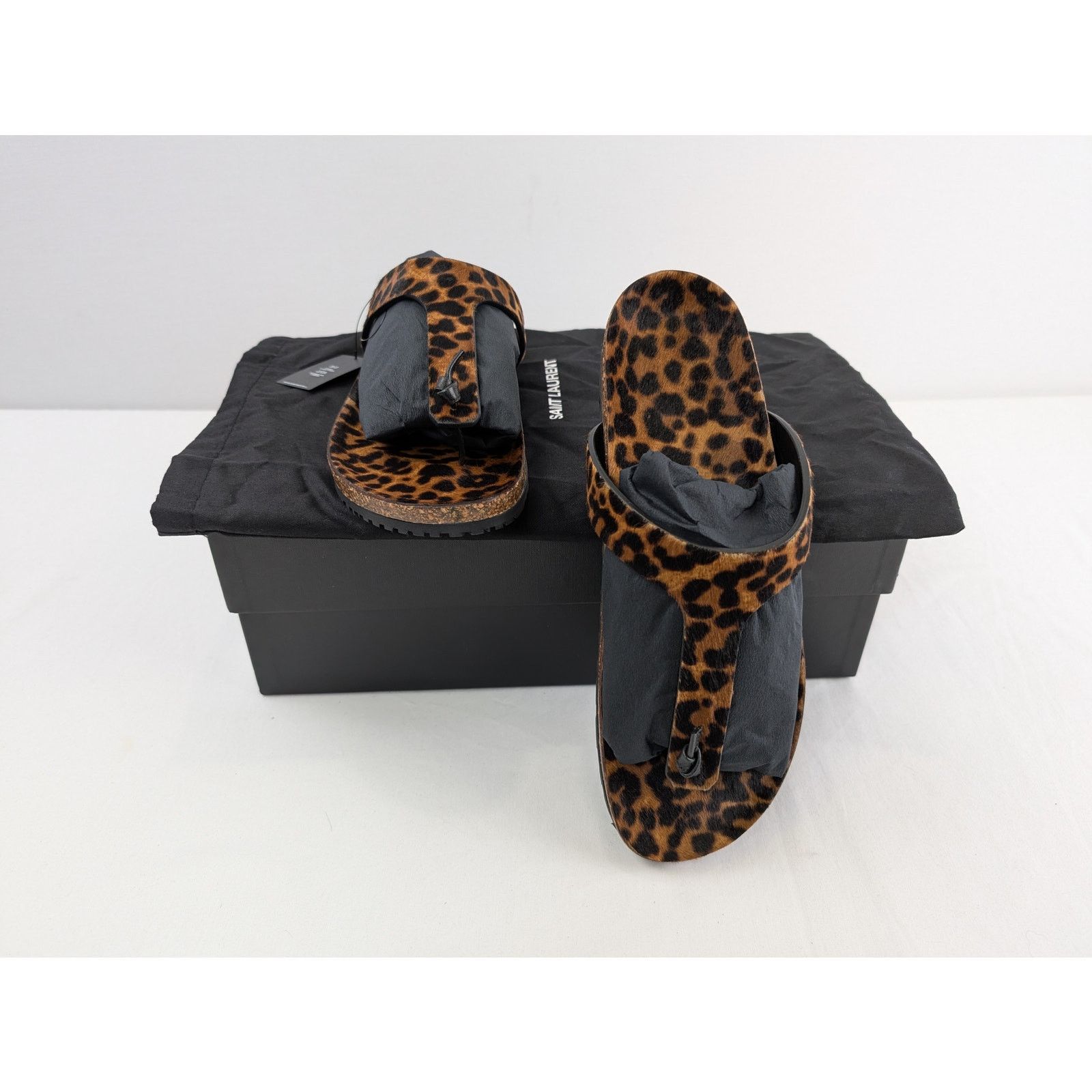 Saint Laurent Paris o1rshd1 Pony Spots Slipper sandal in Brown/Black Size US 10.5 / EU 43-44 - 12 Thumbnail