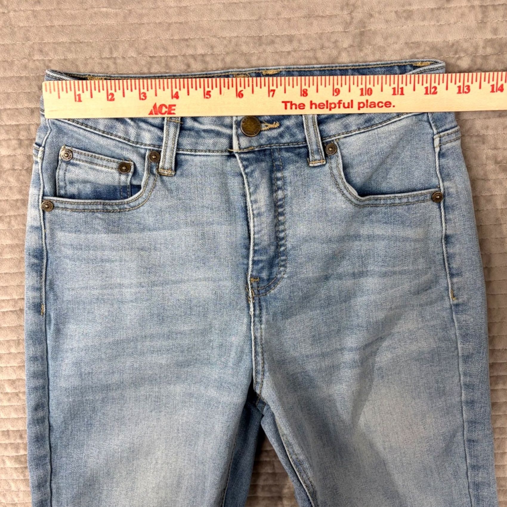 Vintage OAT New York High Rise Straight Leg Jeans Light Wash 25 Women 5-Pocket Stretch Denim Button Zip Adults Womens Size 42" / US 20 - 6 Thumbnail