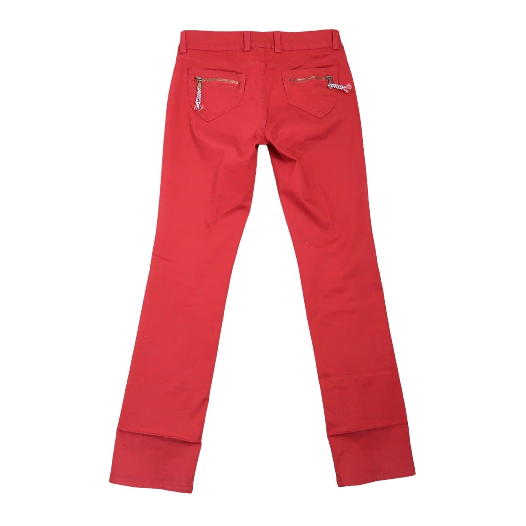 Vintage No Boundaries Red Low Rise Straight Leg Pants 7 Womens Pants Casual Cotton Spandex Slim Fit 15" Waist 19" Hip 32" Inseam 32" Size 28" / US 6 / IT 42 - 3 Thumbnail