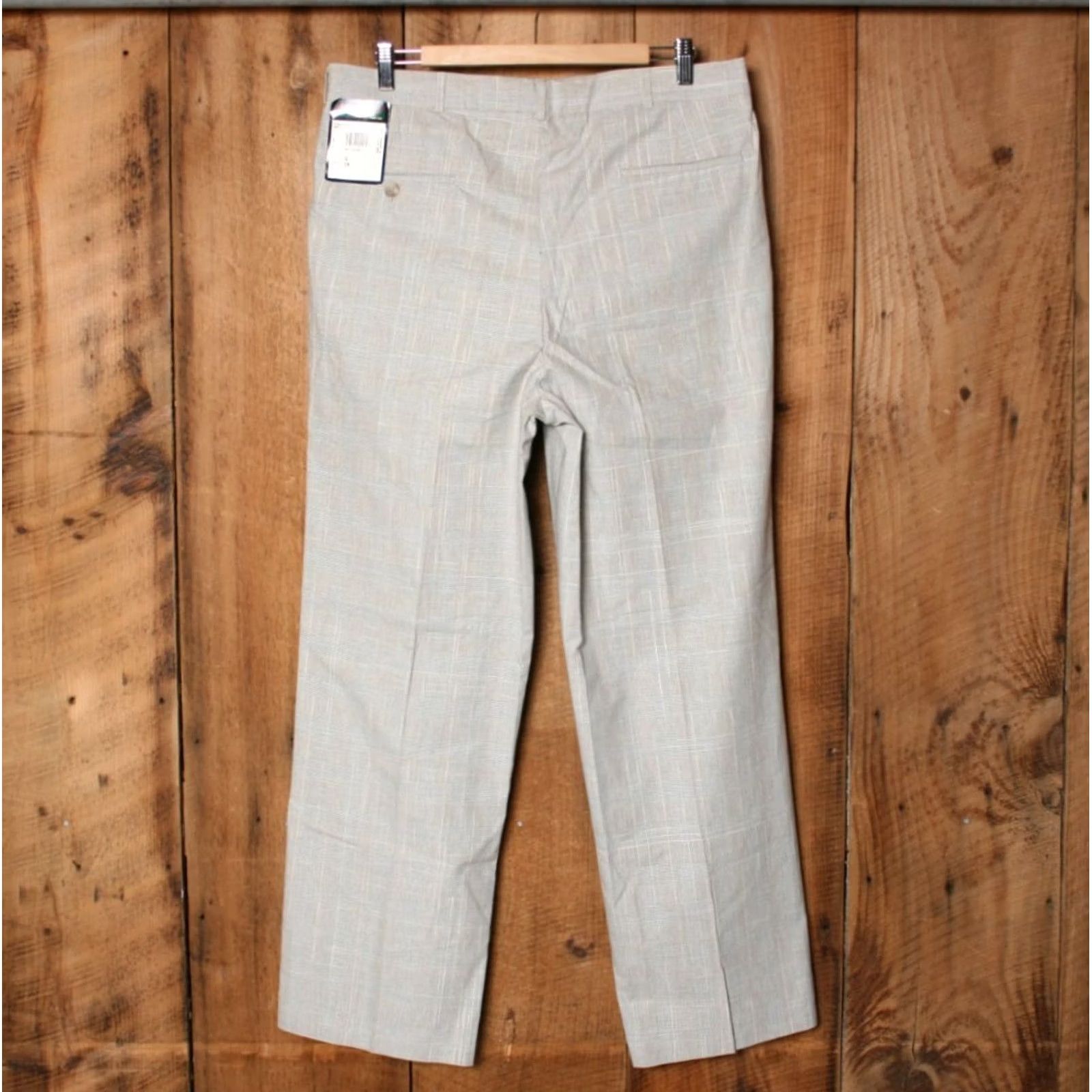 Vintage VINTAGE American Trouser Pants Mens Dress Pants Gray Blue Pink Houndstooth Plaid Cotton 36x32 Size 36 Inseam 31.25"} Size US 35 - 3 Thumbnail