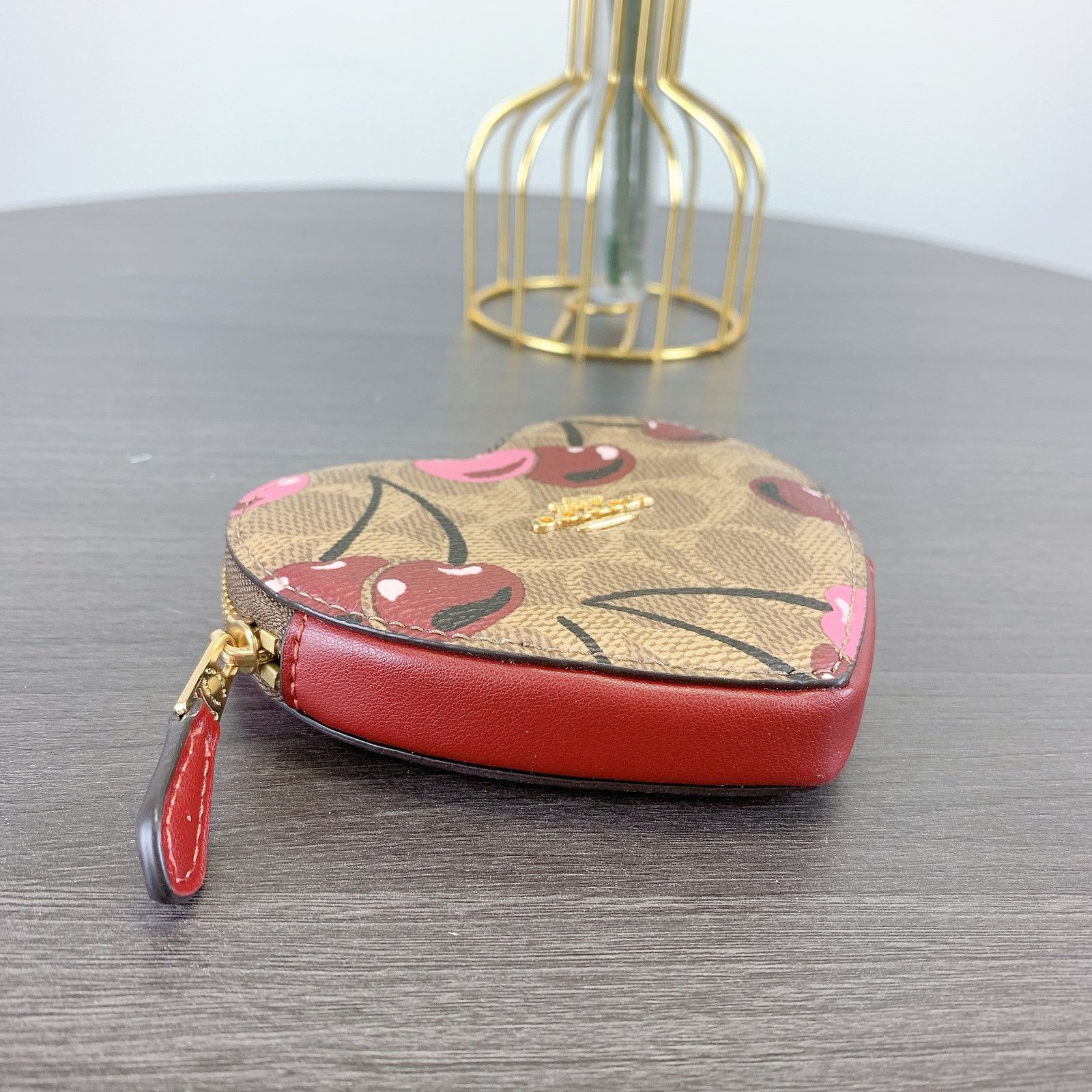 Coach Coach CZ476 Heart Coin Case In Signature Canvas Cherry Print Size ONE SIZE - 2 Thumbnail