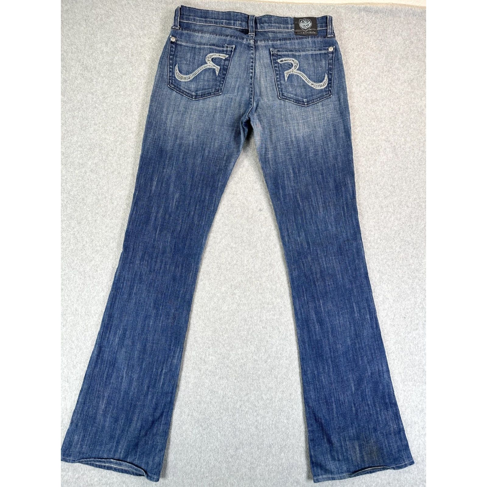 Vintage Rock & Republic Jeans Womens 27 Blue Bootcut Rhinestone Denim Medium Wash Size 27" / US 4 / IT 40 - 7 Thumbnail