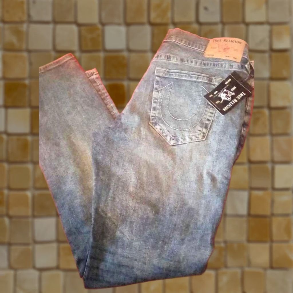 True Religion New Mens True Religion Geno Slim Blue Jeans 38 X 34 Distressed Relaxed Slim Denim 5-Pocket Mens Size US 38 / EU 54 - 1 Preview