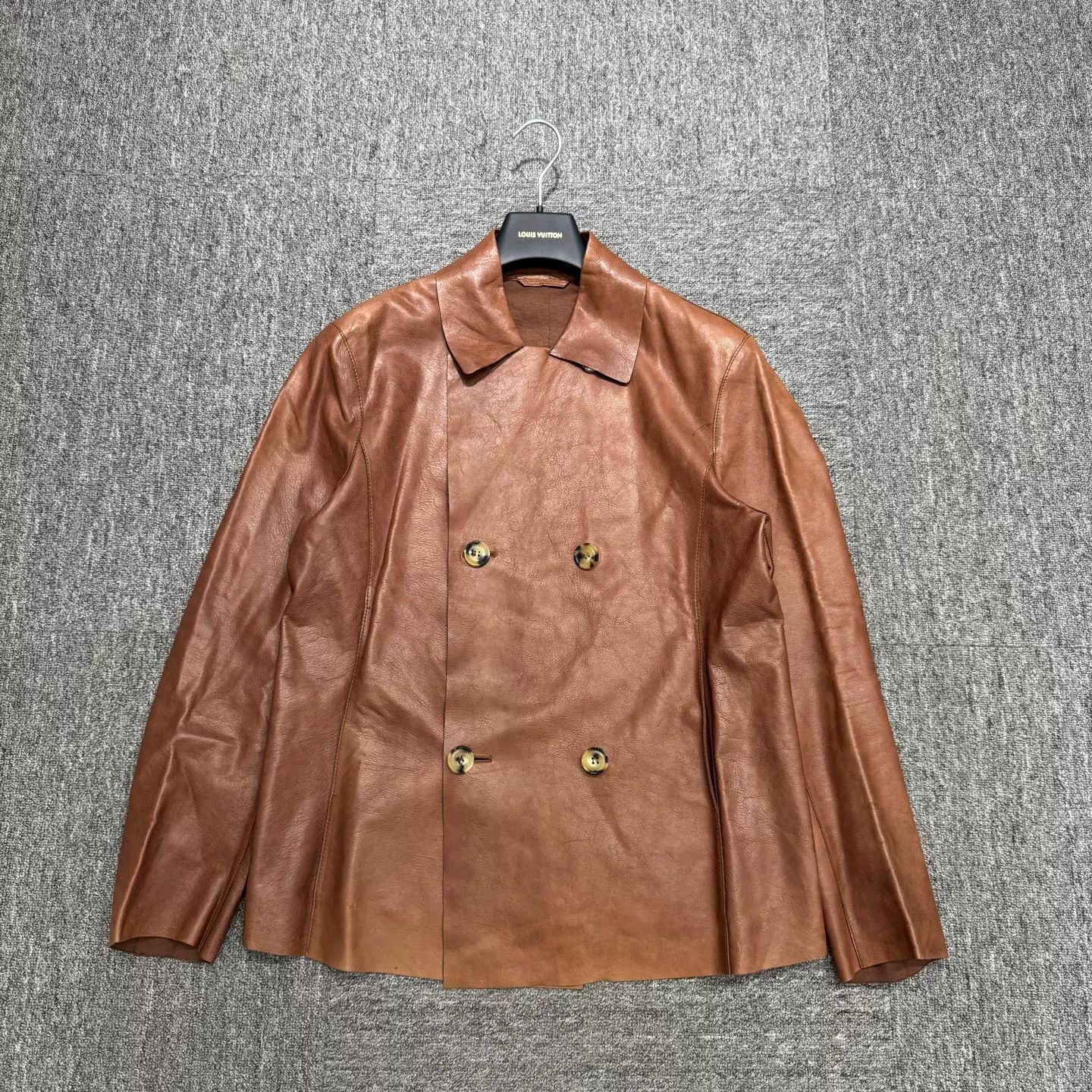 Giorgio Armani Brown Leather Trench Coat