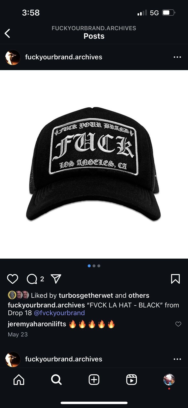 Other Fuck LA Hat ‘Black’ Size ONE SIZE - 1 Thumbnail