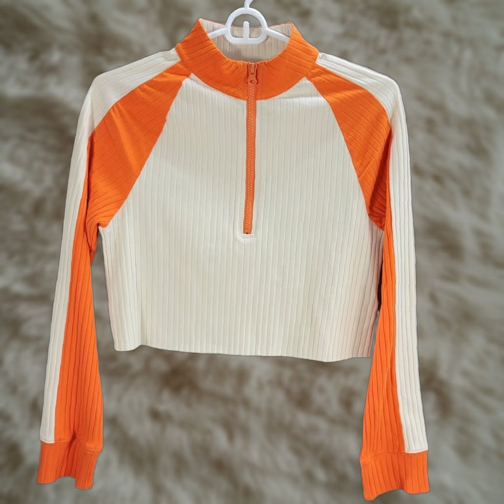 Vintage VINTAGE PacSun LA Hearts Active 1/4 Zip Cropped Long Sleeve Cream w/ Orange Women XS Size XS / US 0-2 / IT 36-38 - 1 Thumbnail