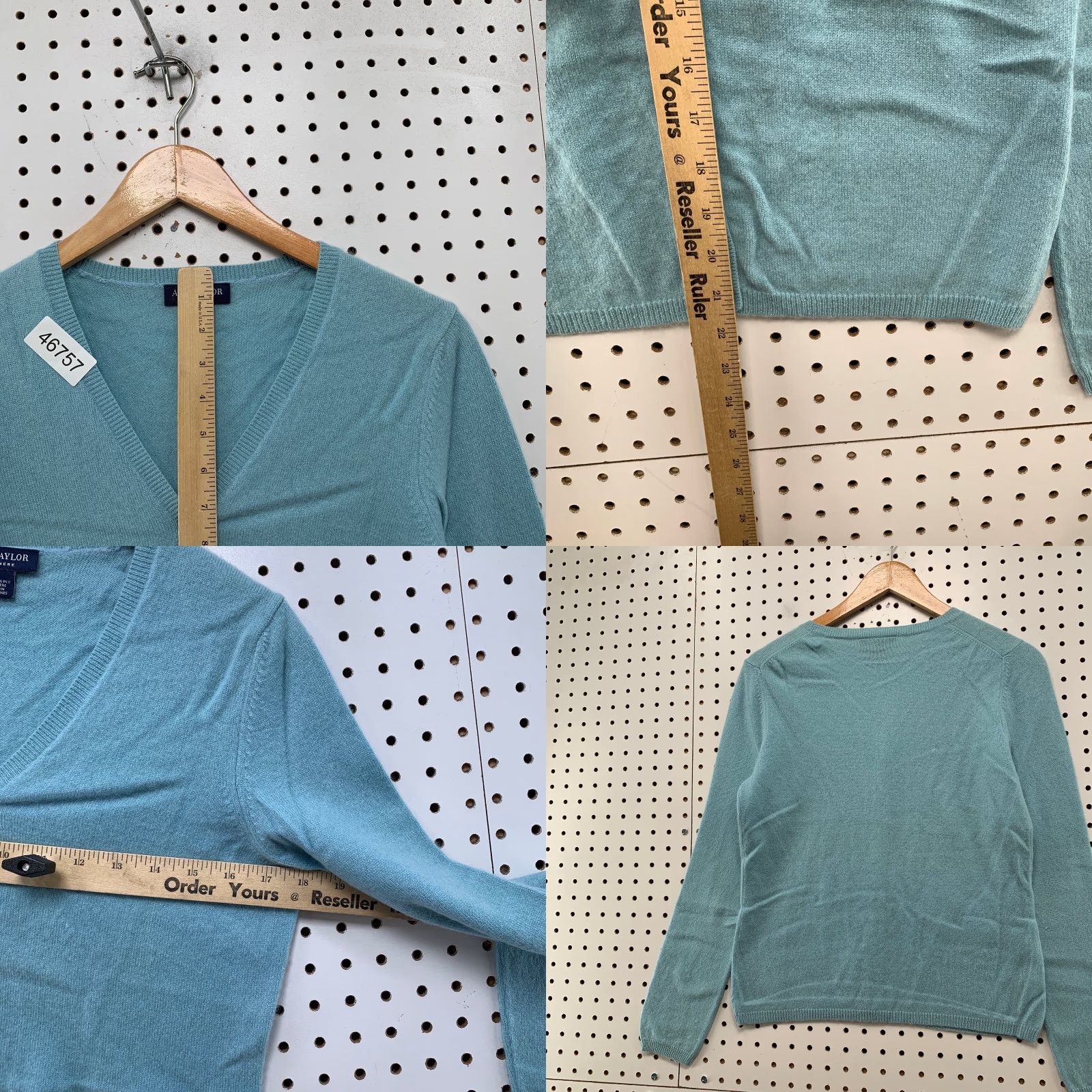 Ann Taylor Ann Taylor Cardigan Sweater Womens Small 100% Cashmere V-Neck Button Knit 2 Ply Blue Size S / US 4 / IT 40 - 8 Thumbnail