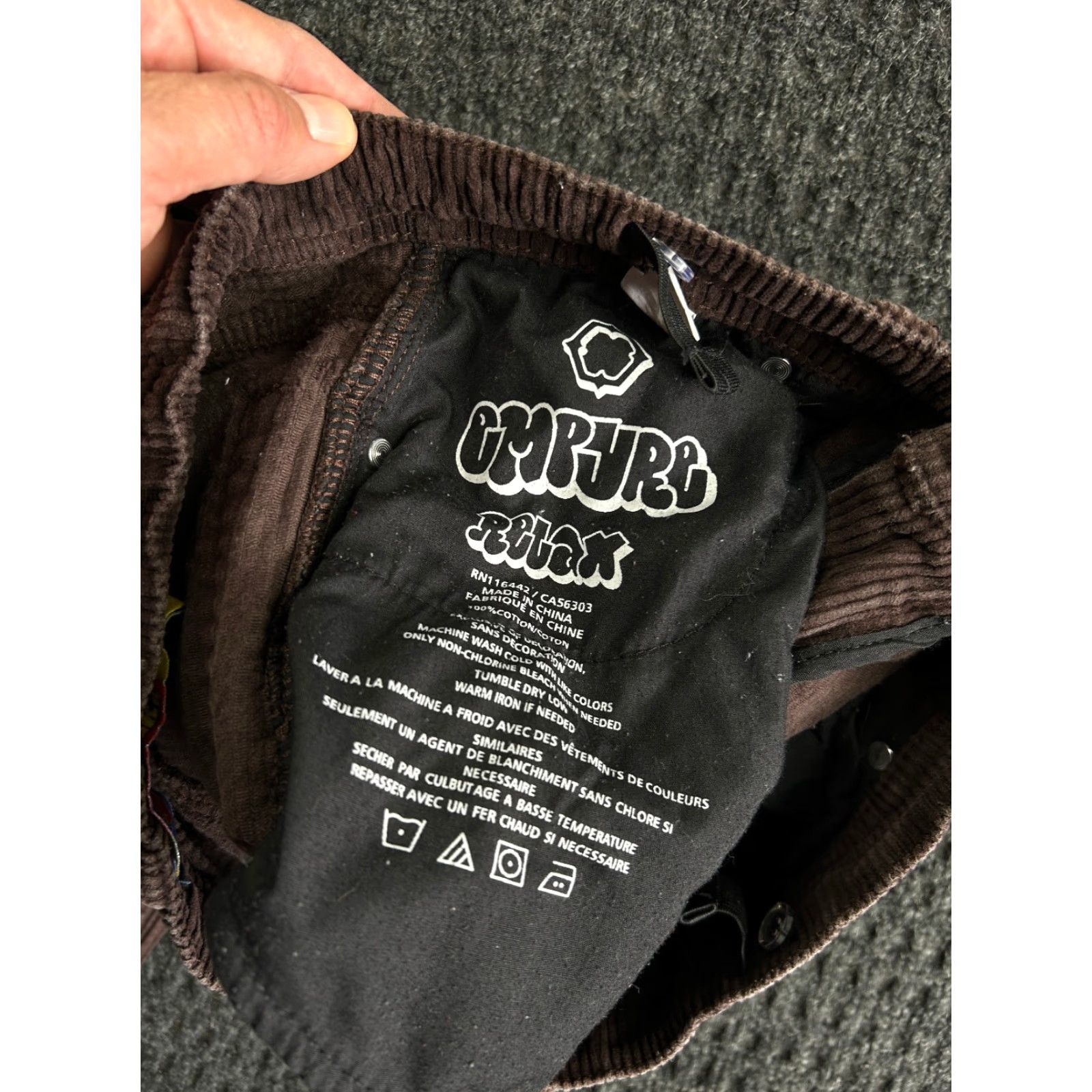 Empyre Empyre Pants Boss Relax Corduroy Wide-Leg 90s Grunge Skater Mens 26 x 26 Brown Corduroy Embroidered Logo Button Zipper 5-Pocket Straight Casual Size US 26 / EU 42 - 4 Thumbnail