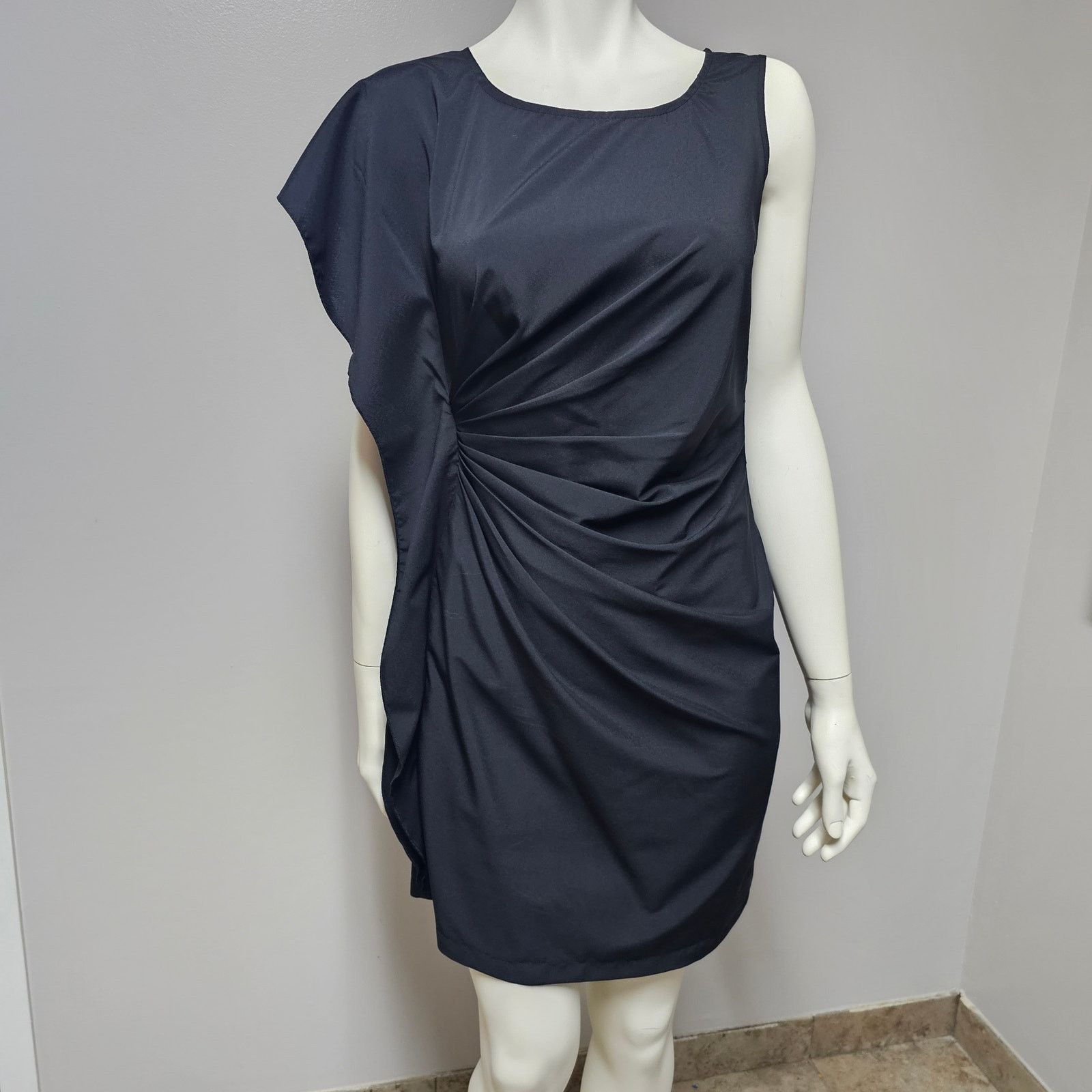 Other Jean Claude Pierlot ROME Ruffle Black Satin Dress Size Small Size S / US 4 / IT 40 - 1 Thumbnail