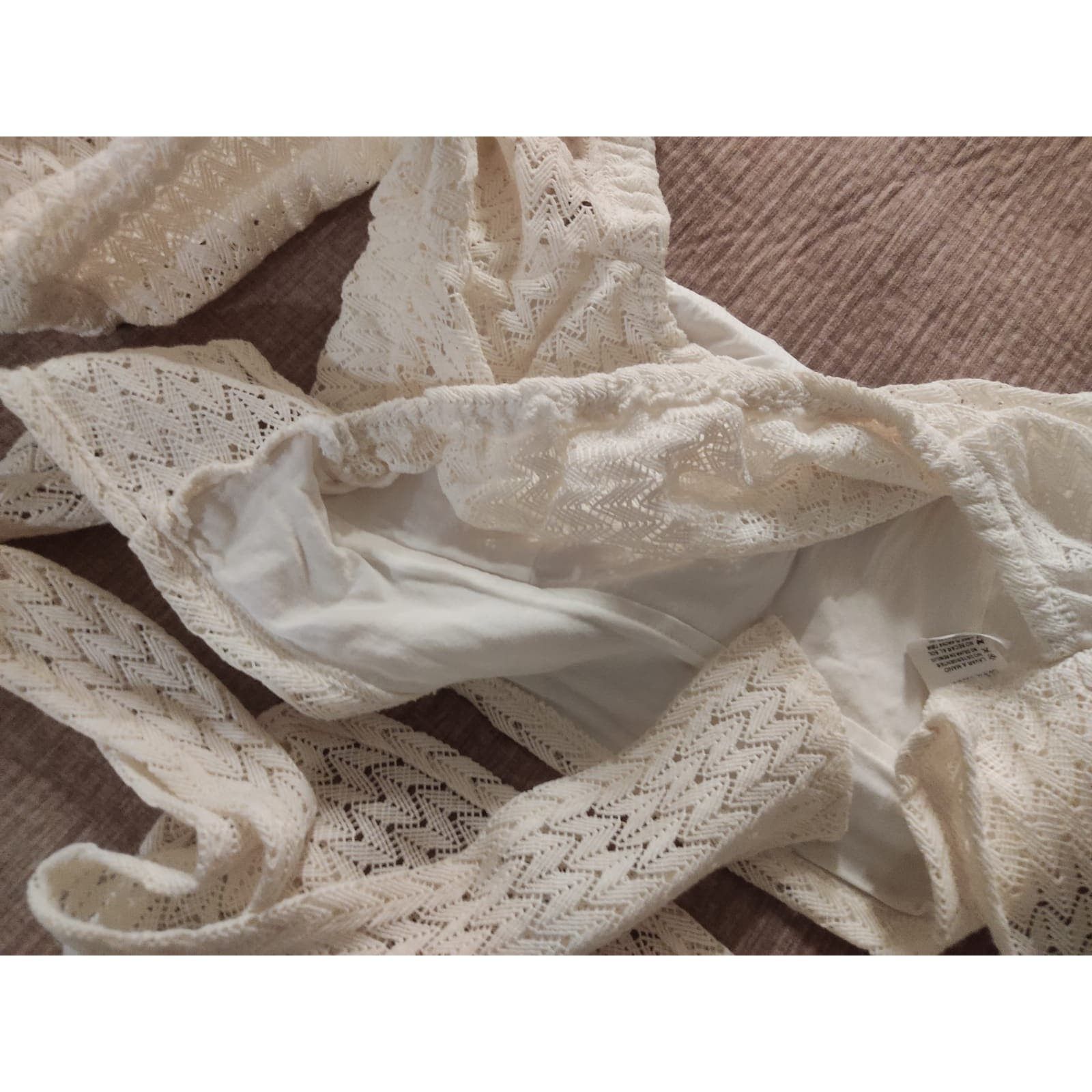 Zara White Three-Quarter Sleeve Crop Top with Back Bow Size M / US 6-8 / IT 42-44 - 3 Thumbnail