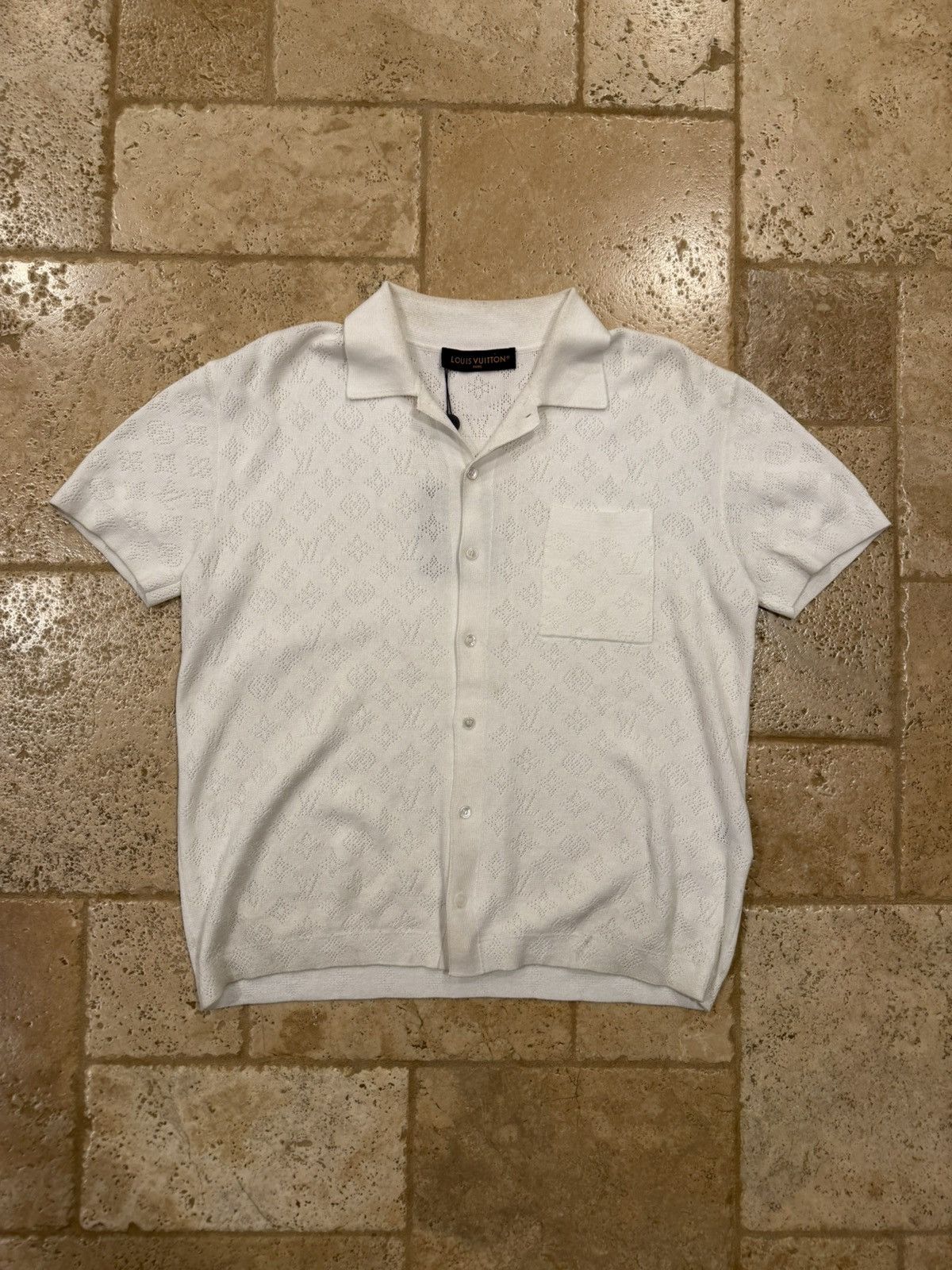 Louis Vuitton Louis Vuitton Monogram Pointelle White Short-Sleeved Shirt Size US XS / EU 42 / 0 - 8 Thumbnail