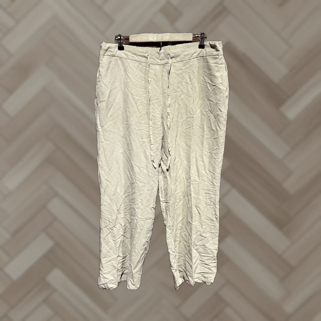 Coldwater Creek Coldwater Creek Womens Beige Linen Flowy Pull On Pant 1X Size 40" / US 18 - 1 Thumbnail