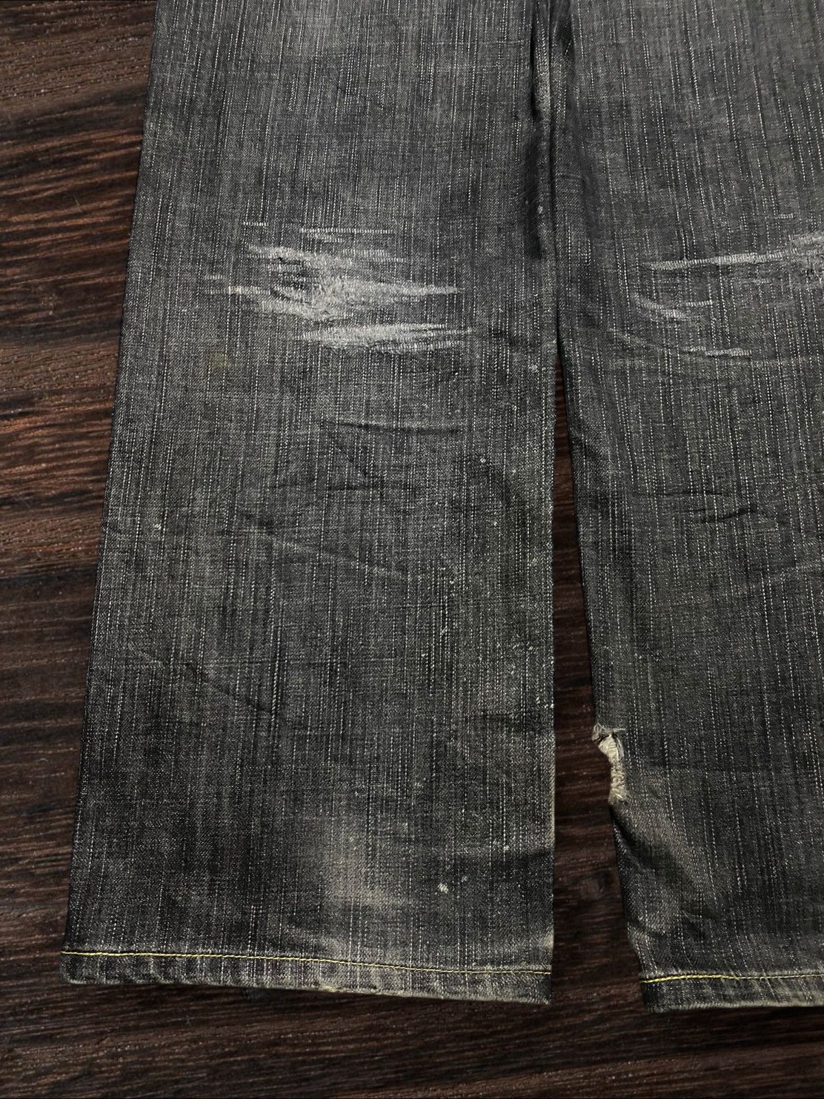 Japanese Brand Edwin 503 Denim Acid Wash Stain Distressed Loose Jeans Size US 30 / EU 46 - 11 Thumbnail