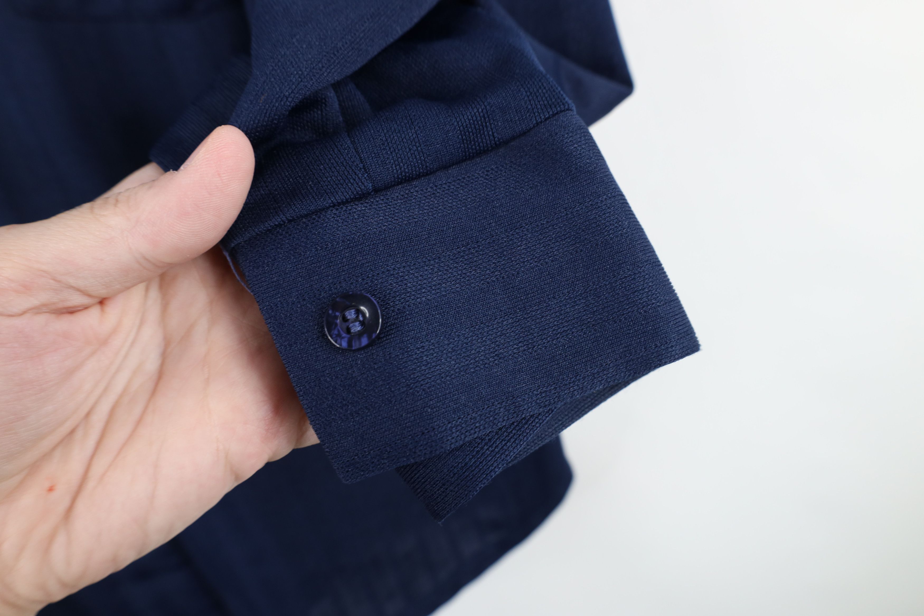 Vintage Vintage 70s Streetwear Knit Collared Button Shirt Navy Blue Size US M / EU 48-50 / 2 - 6 Thumbnail