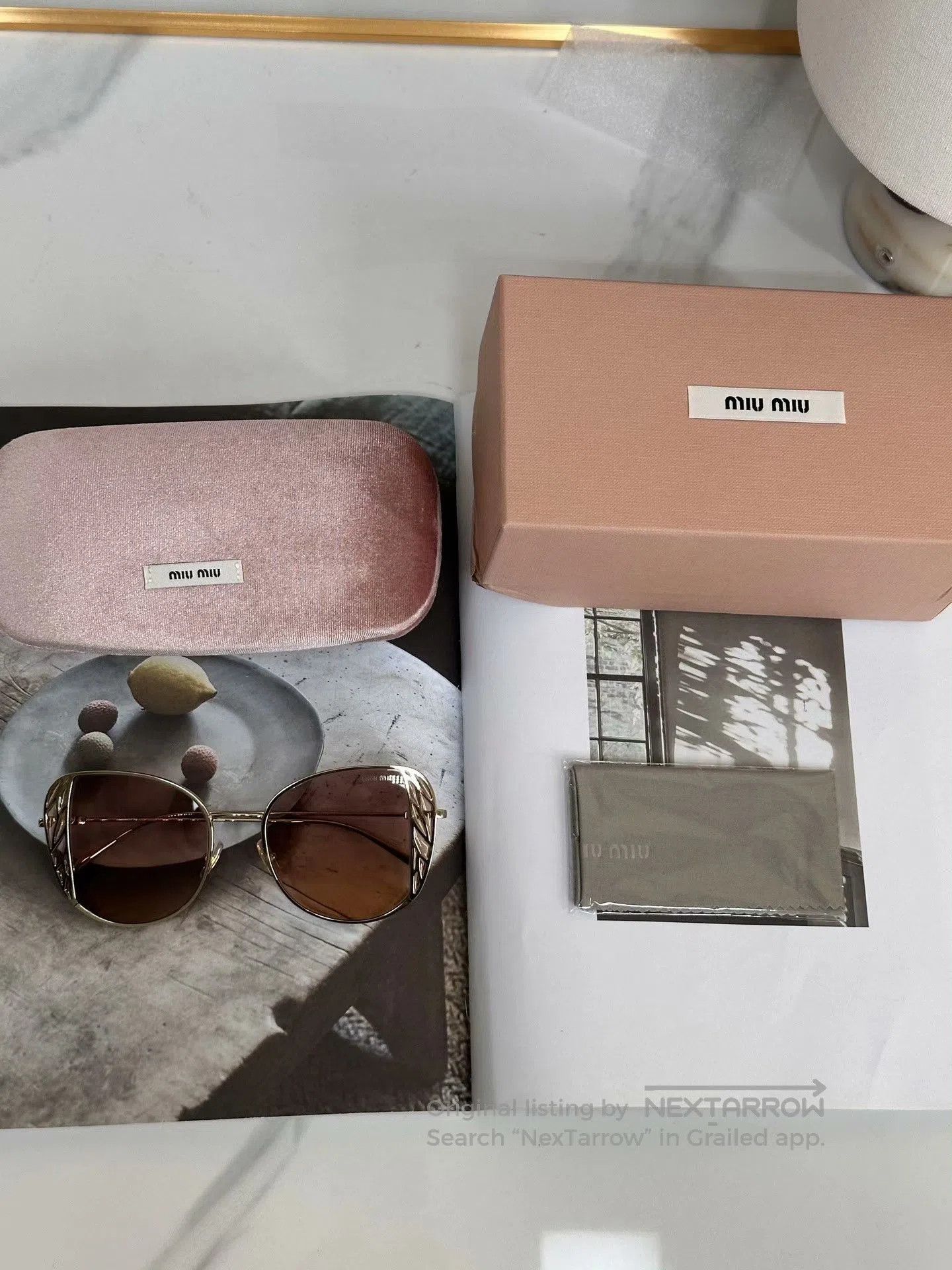Miu Miu MIUMIU Gold Butterfly Casual Sunglasses. Size ONE SIZE - 8 Thumbnail