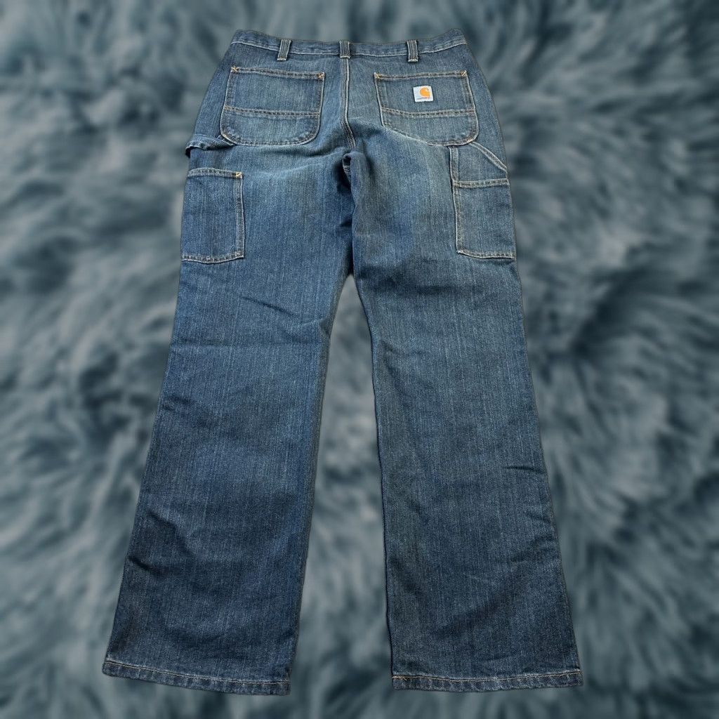 Carhartt Carhartt Jeans Mens 34x32 Blue Denim Relaxed Straight 5-Pocket 34 32 Cotton Blend Workwear Pants Size US 34 / EU 50 - 1 Thumbnail