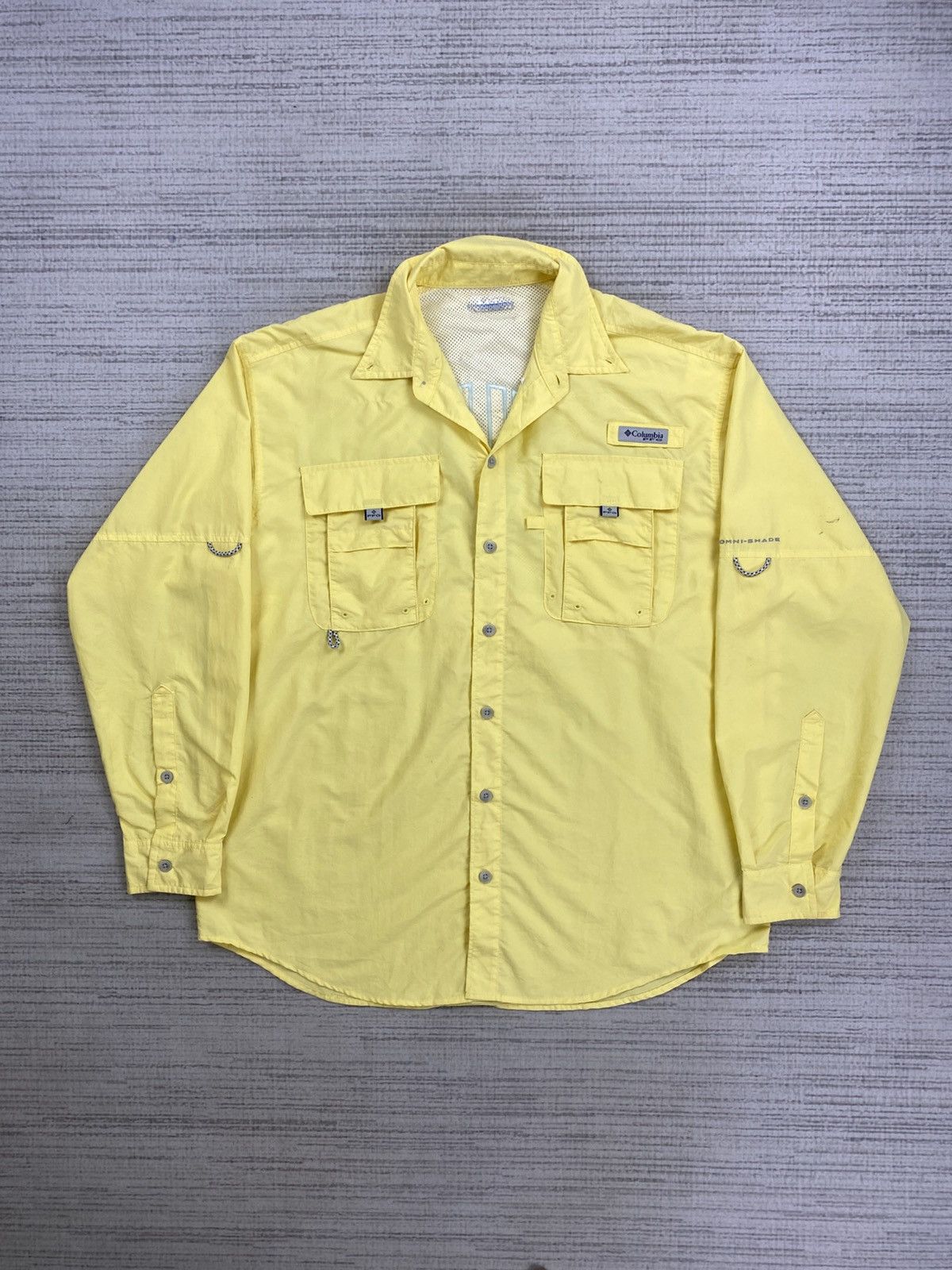 Columbia × Japanese Brand × Vintage Vintage Columbia PFG Soft Yellow Longsleeve Button Up Shirt Size US L / EU 52-54 / 3 - 6 Thumbnail