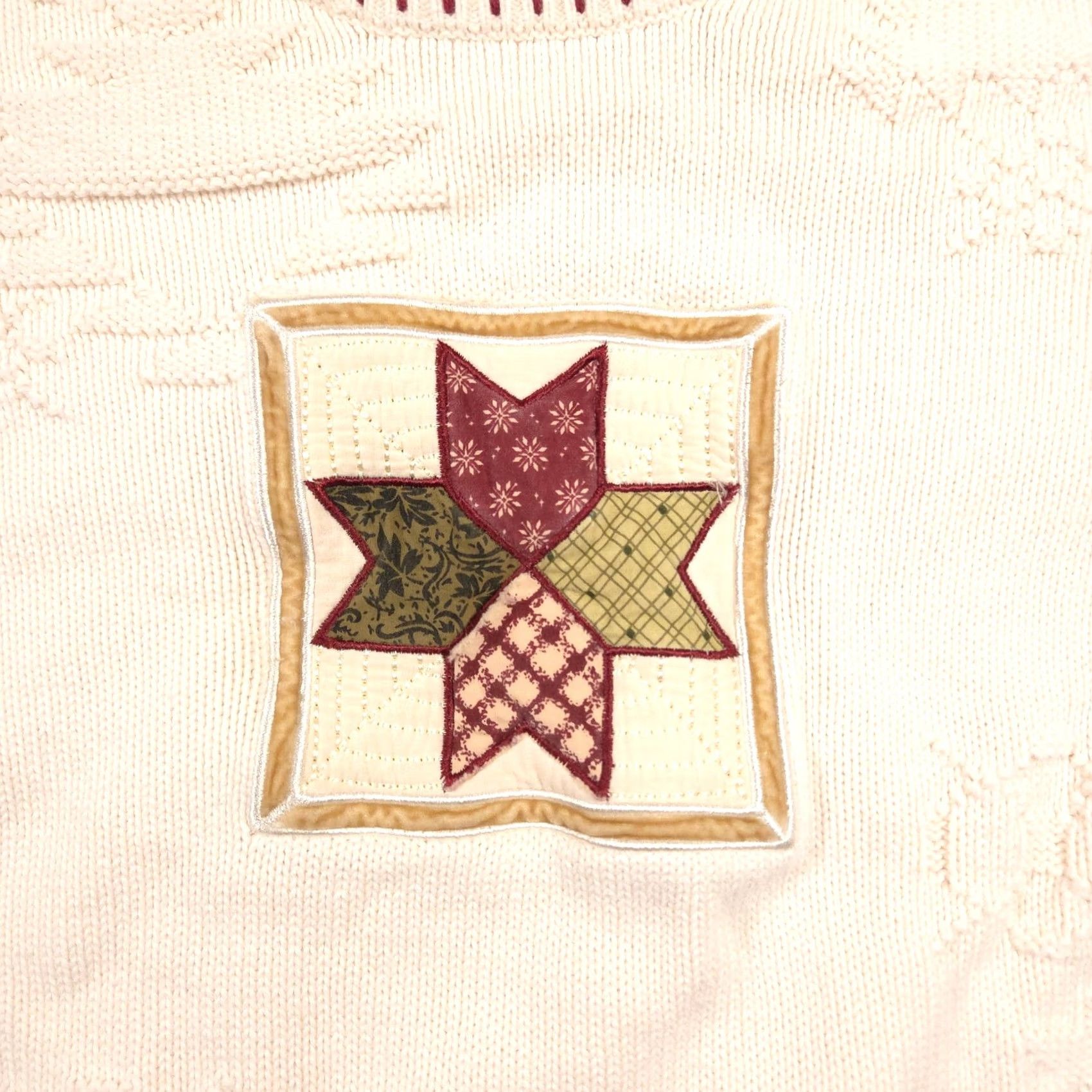 Vintage Cabela's Sweater Womens Small Ivory Textured Knit Crewneck Quilt Applique Patch Size S / US 4 / IT 40 - 4 Thumbnail