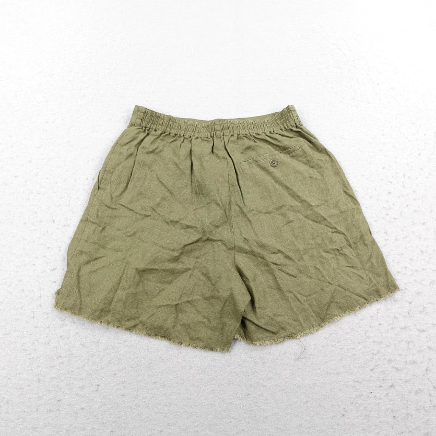 ATM Anthony Thomas Melillo Shorts 0 Womens Linen Pleated Raw Hem Seaweed NEW