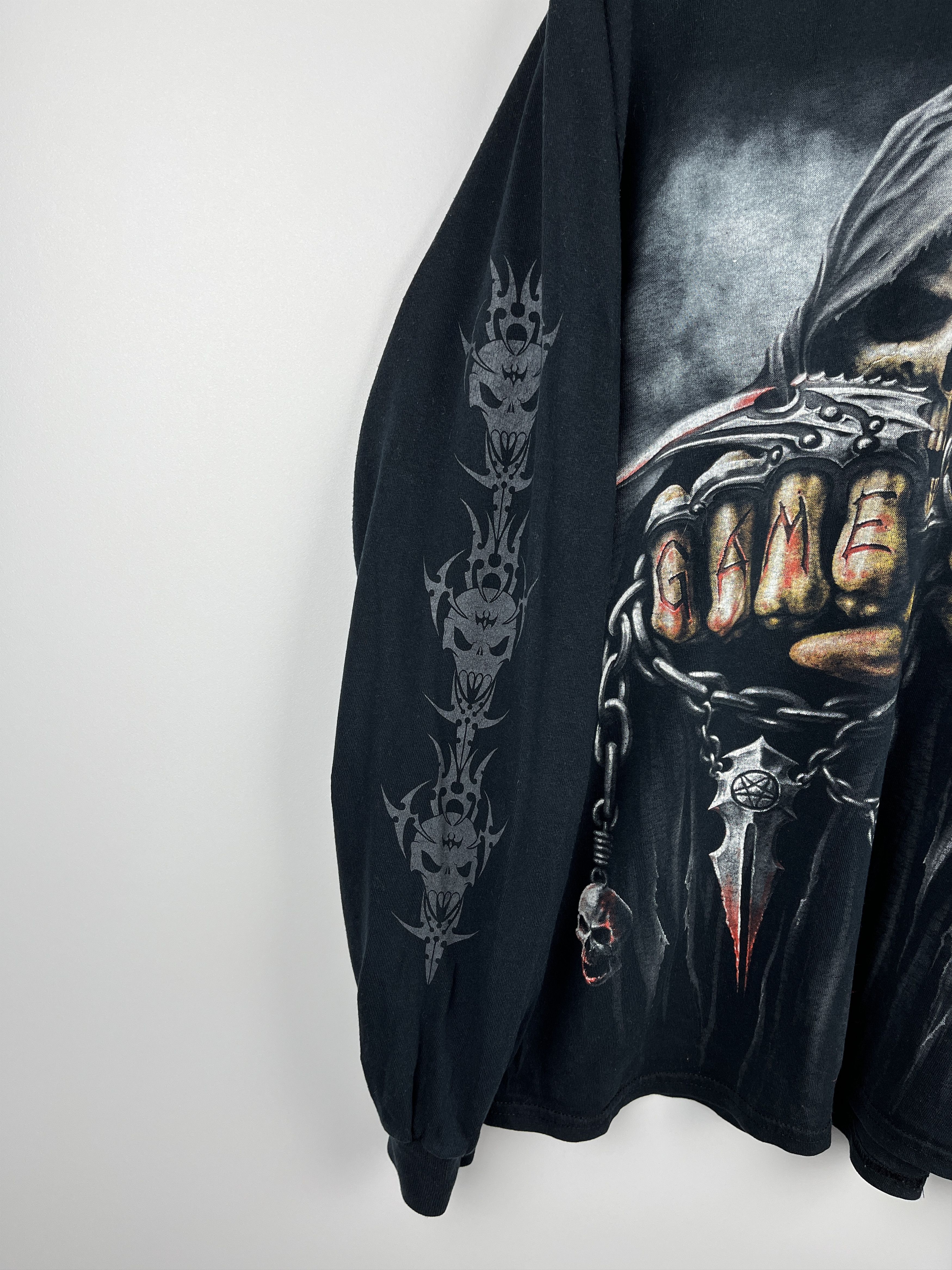Gildan Grim Reaper Skull Game Over Gildan Long Sleeve T-shirt Size US M / EU 48-50 / 2 - 6 Thumbnail