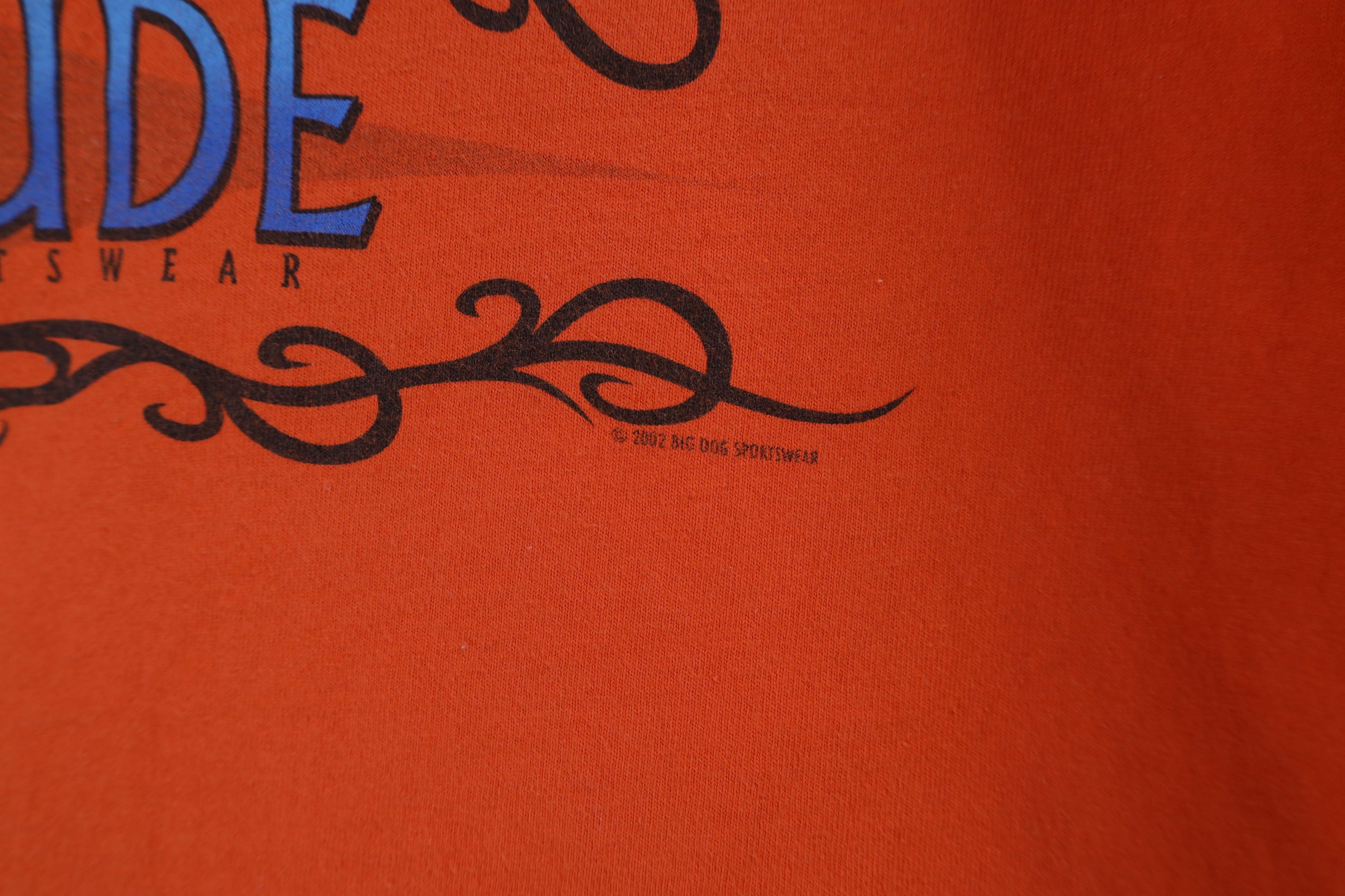 Big Dogs × Vintage Vintage 90s Big Dogs Spell Tribal Attitude T-Shirt Orange Size US XXL / EU 58 / 5 - 10 Thumbnail