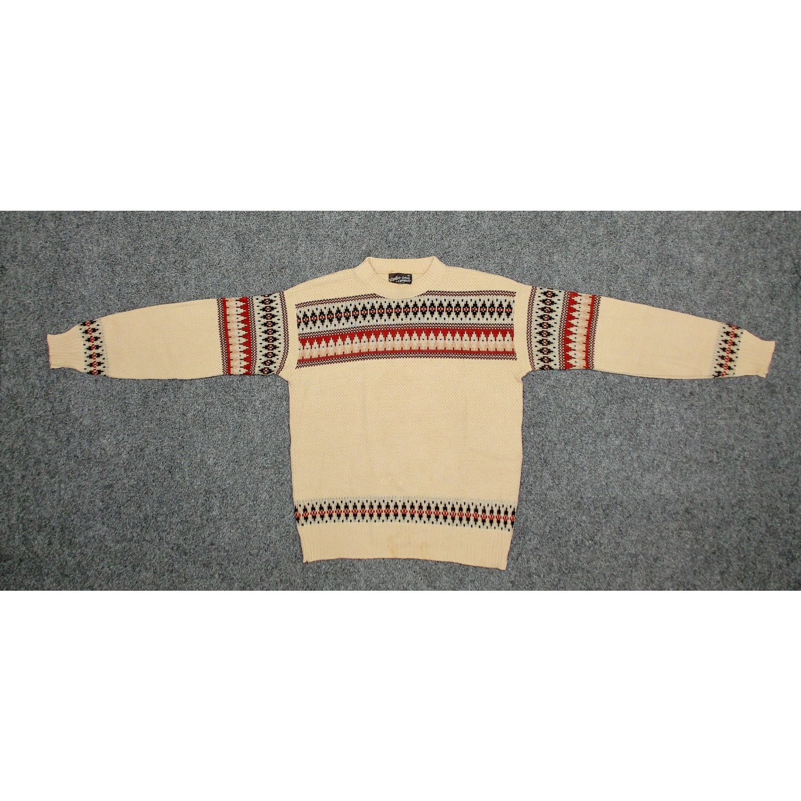 Vintage 80s Campus Fair Isle Geometric Boxy Knit M Size M / US 6-8 / IT 42-44 - 6 Thumbnail