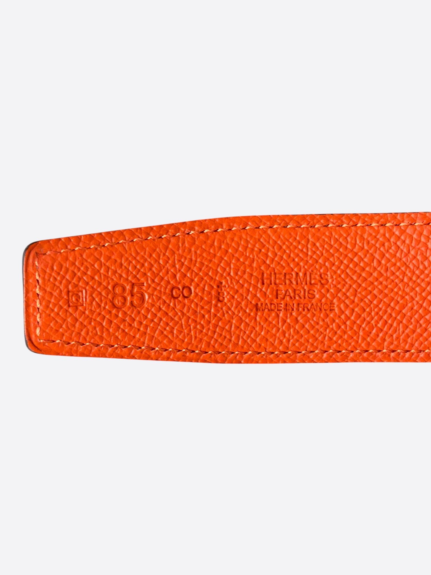 Hermes White & Orange Palladium Constance Reversible Enamel Belt Size 30 - 3 Thumbnail