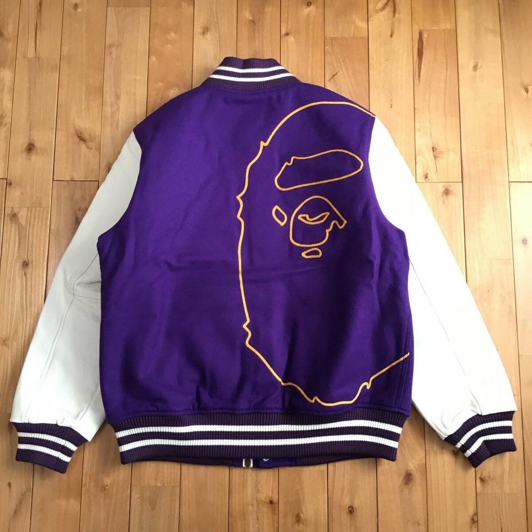 Bape BAPE Giant Head Leather Sleeve Varsity Jacket a bathing ape Size US XL / EU 56 / 4 - 3 Thumbnail