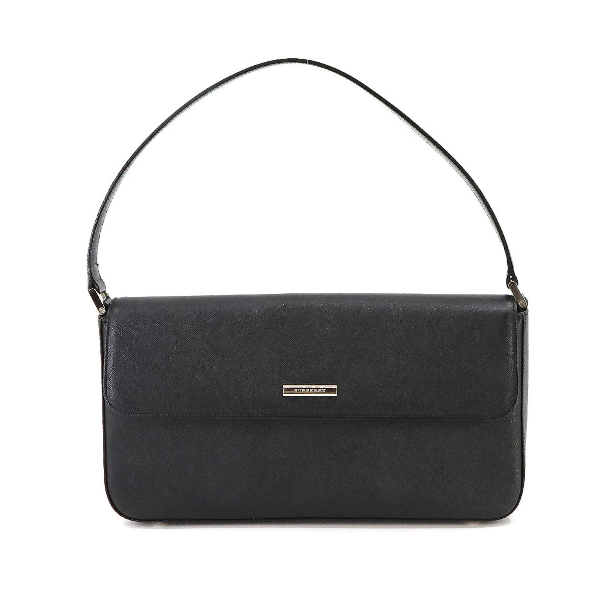 image of Burberry Bag Leather Black Silver Metal Fittings Shoulder, Women's