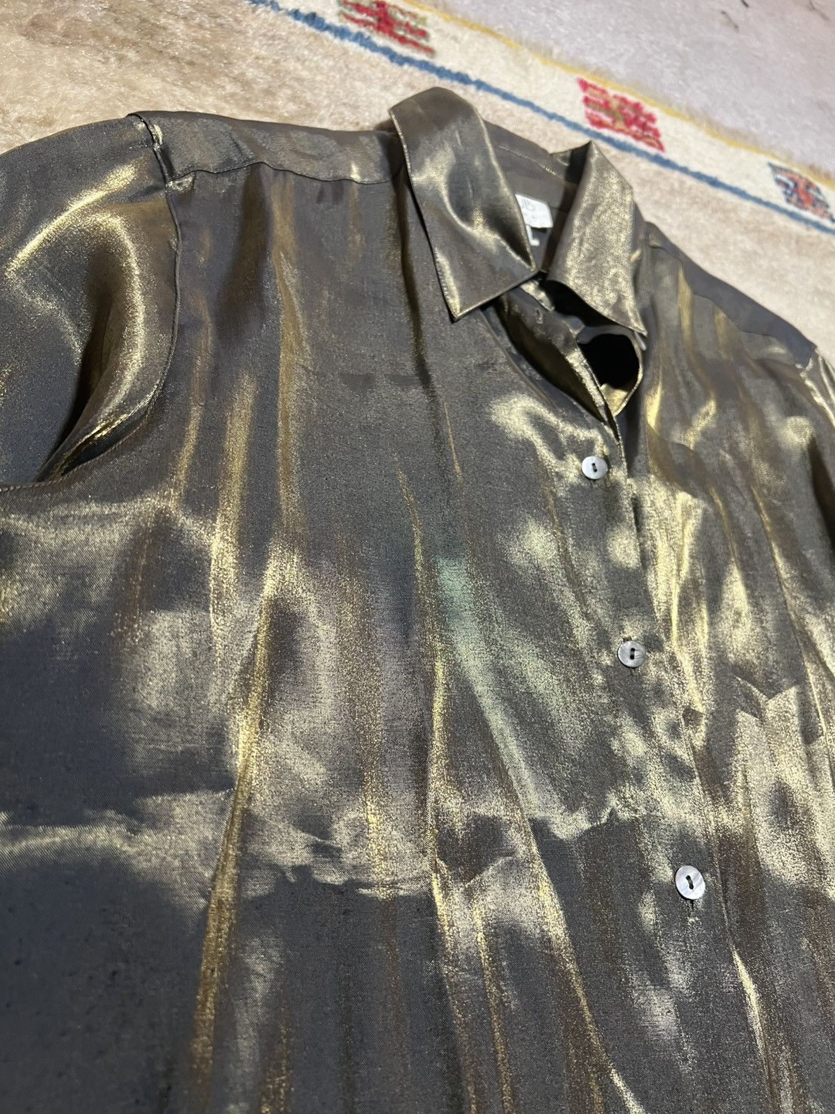 Vintage Blue/gold shimmer blouse 🪲 Size S / US 4 / IT 40 - 2 Thumbnail