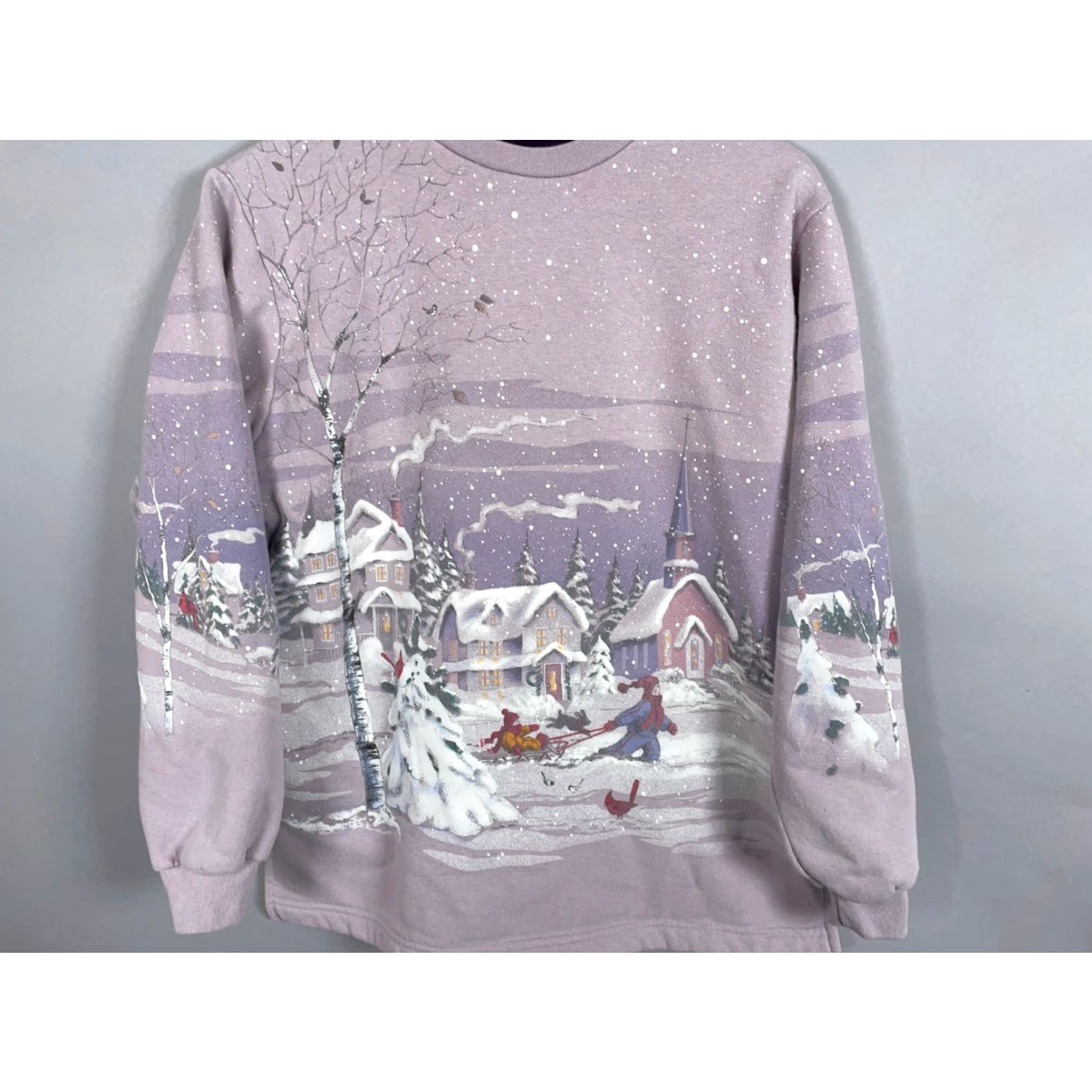 Vintage Cabela's AOP Sweatshirt Women's Medium Purple Scenic Outdoor Winter Motif Size M / US 6-8 / IT 42-44 - 4 Thumbnail